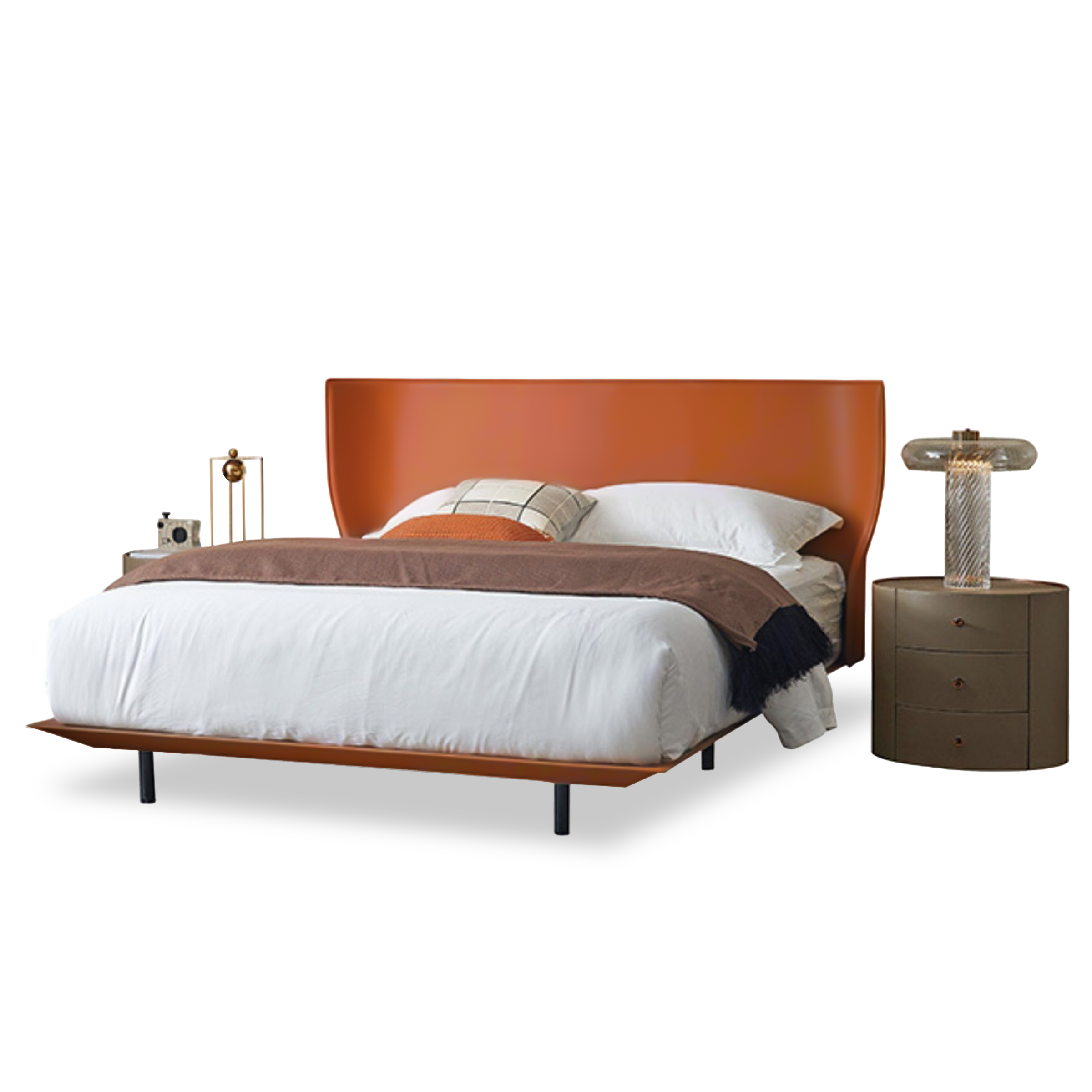 Orange Verona single size bed by BEACON, featuring a sleek bedstead design with modern orange finish.