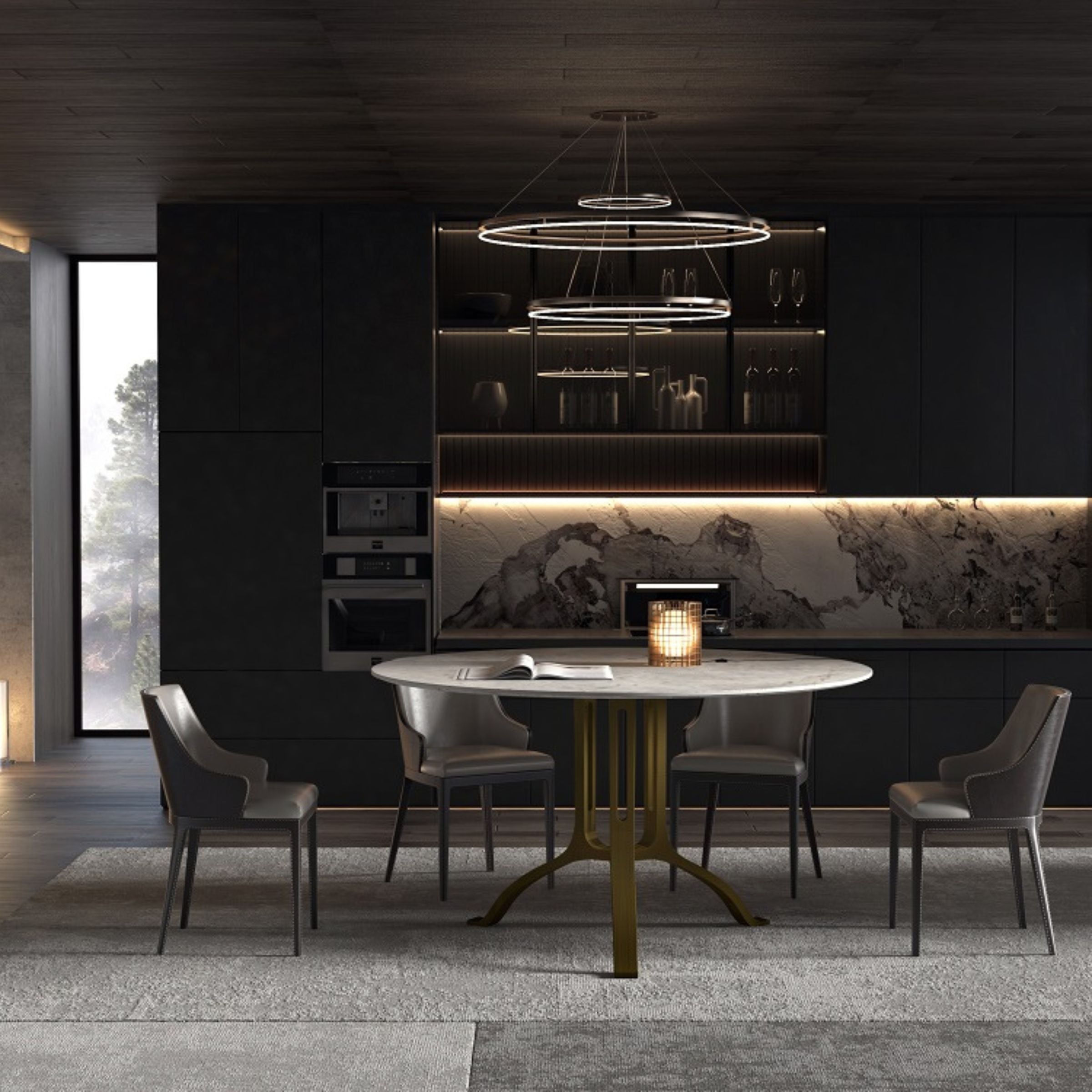 Vienna Natural Marble Circular Dining Table 342DT -  Dining Tables - ebarza Furniture UAE | Shop Modern Furniture in Abu Dhabi & Dubai - مفروشات ايبازرا في الامارات | تسوق اثاث عصري وديكورات مميزة في دبي وابوظبي