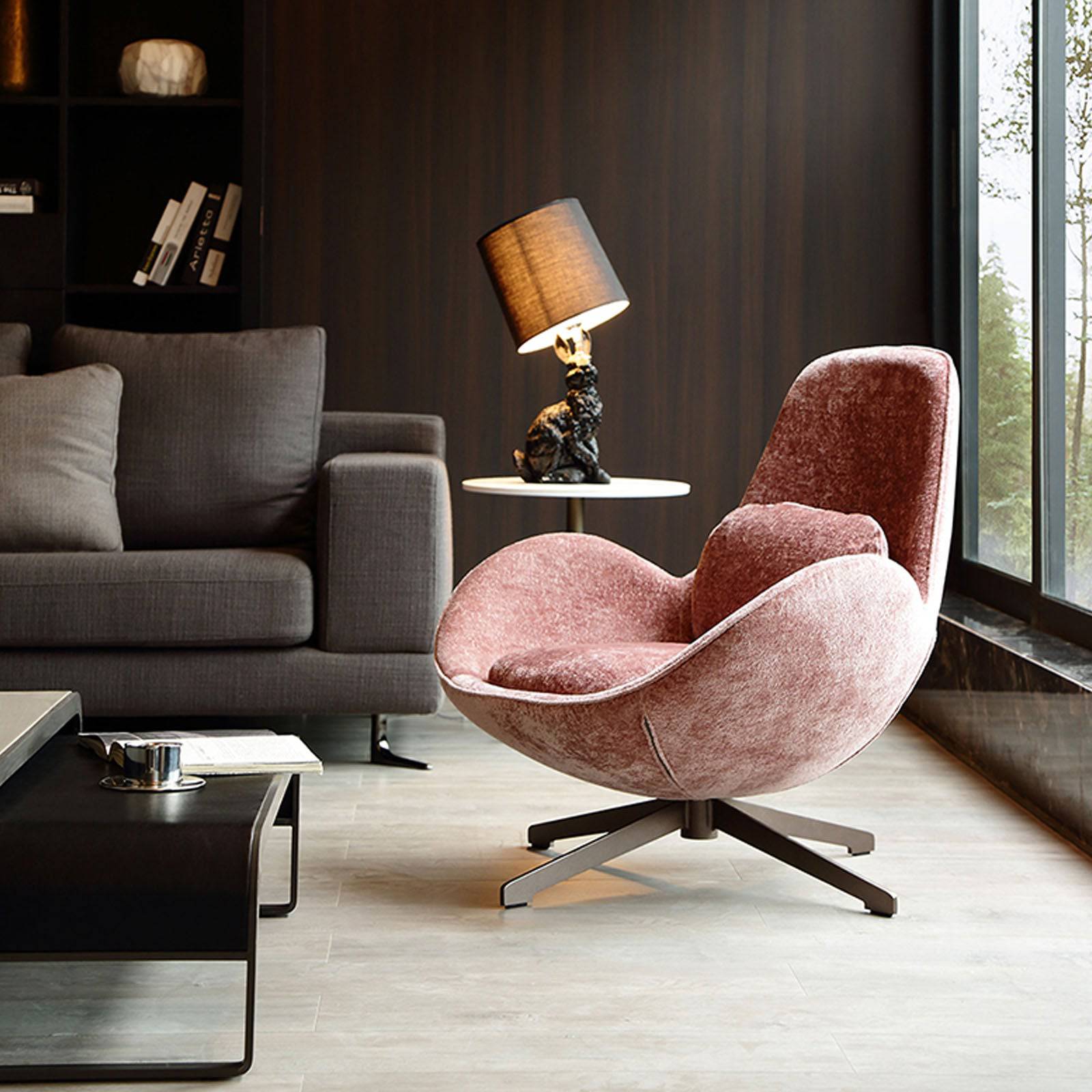 Vigo Swivel Lounge Chair Lc017-P -  Lounge Chairs | كرسي صالة فيجو دوار - ebarza Furniture UAE | Shop Modern Furniture in Abu Dhabi & Dubai - مفروشات ايبازرا في الامارات | تسوق اثاث عصري وديكورات مميزة في دبي وابوظبي