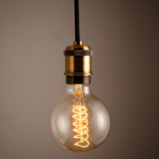 Vintage copper pendant lamp by BEACON with a classic brief design, featuring a warm metal finish and elegant hanging style.