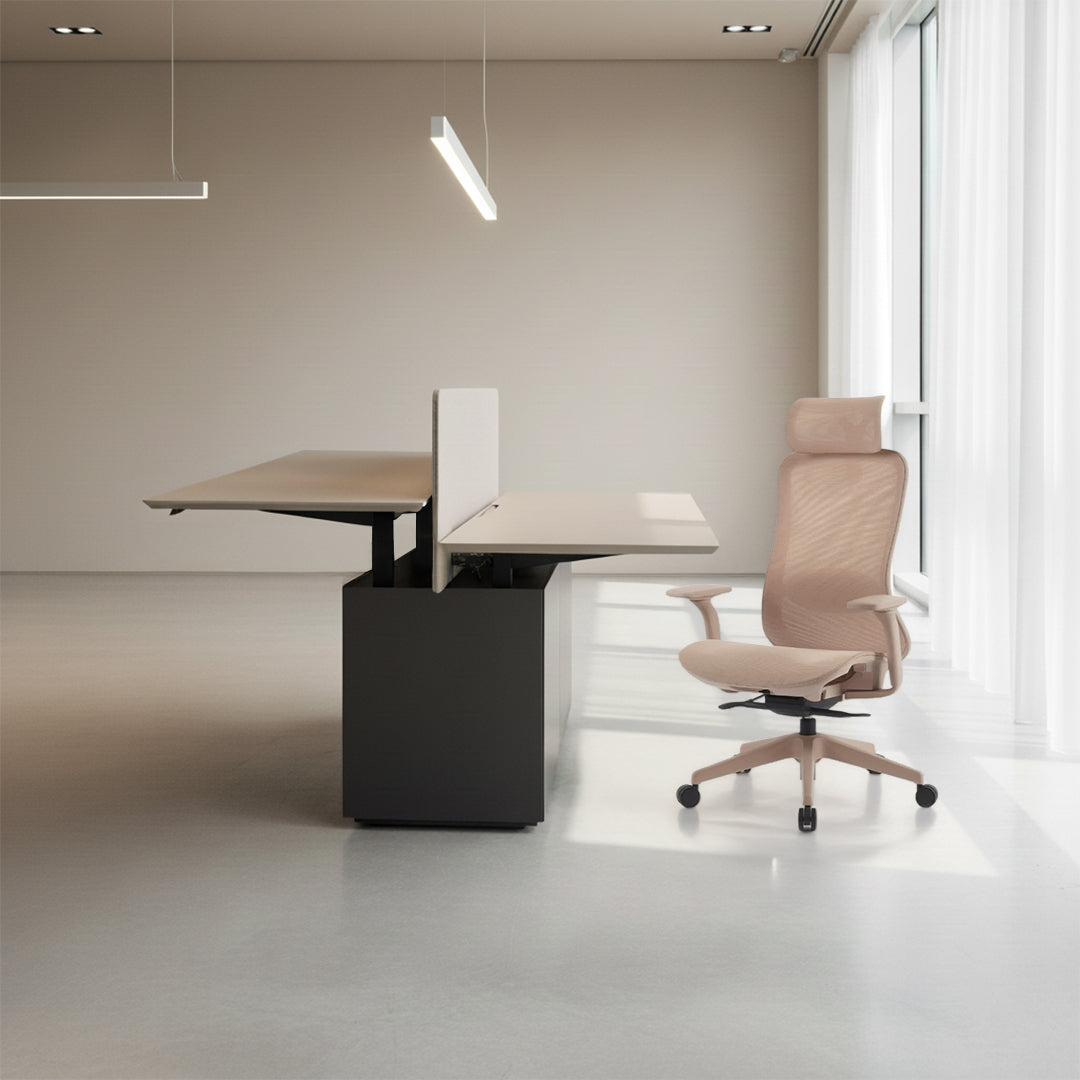 Vipo 2 SEATS adjustable workstation office desk with 150x70cm surface and two seats, modern BEACON WZDDG design.