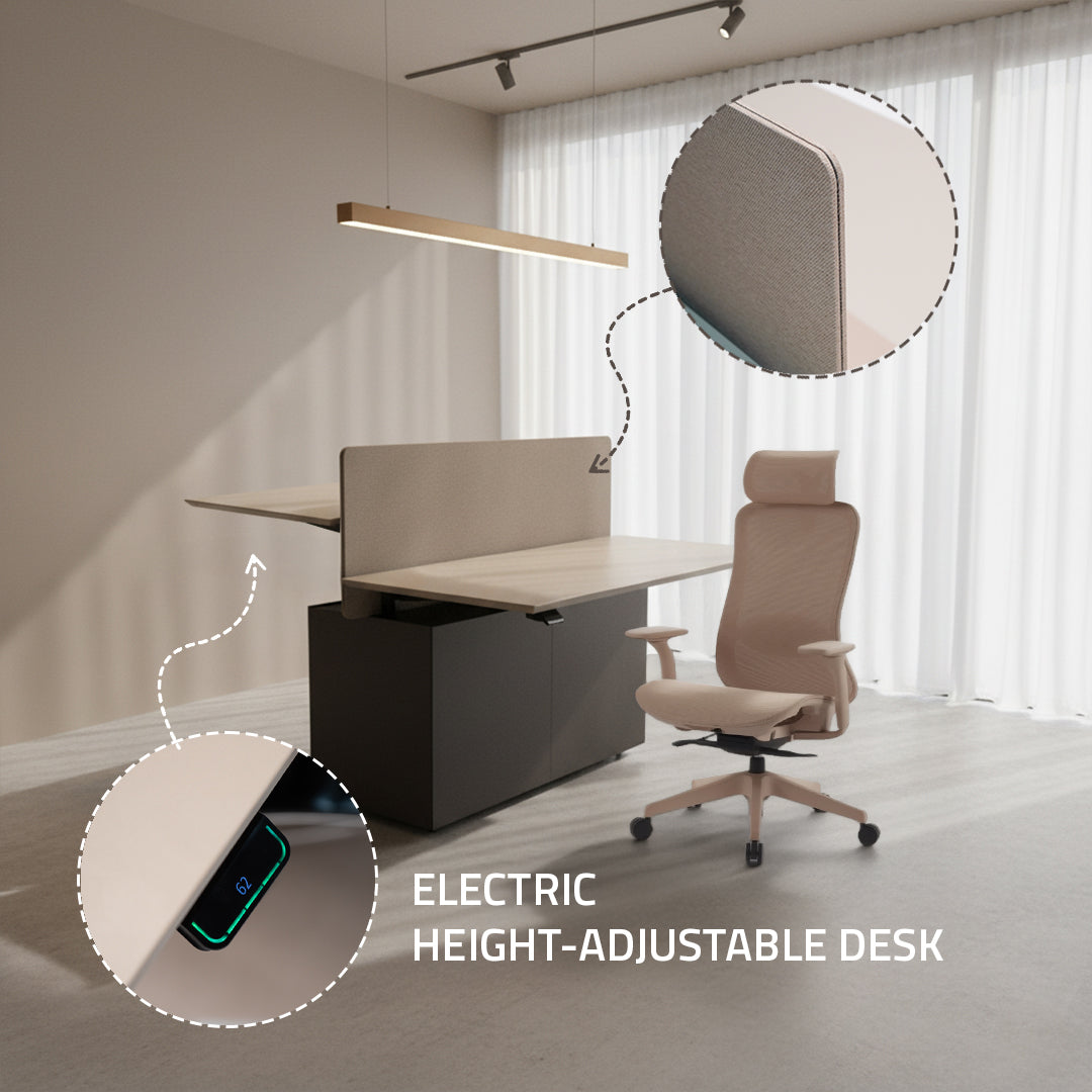 Vipo 2 SEATS adjustable workstation office desk, 150x70cm, dual seat design, modern BEACON WZDDG office desk