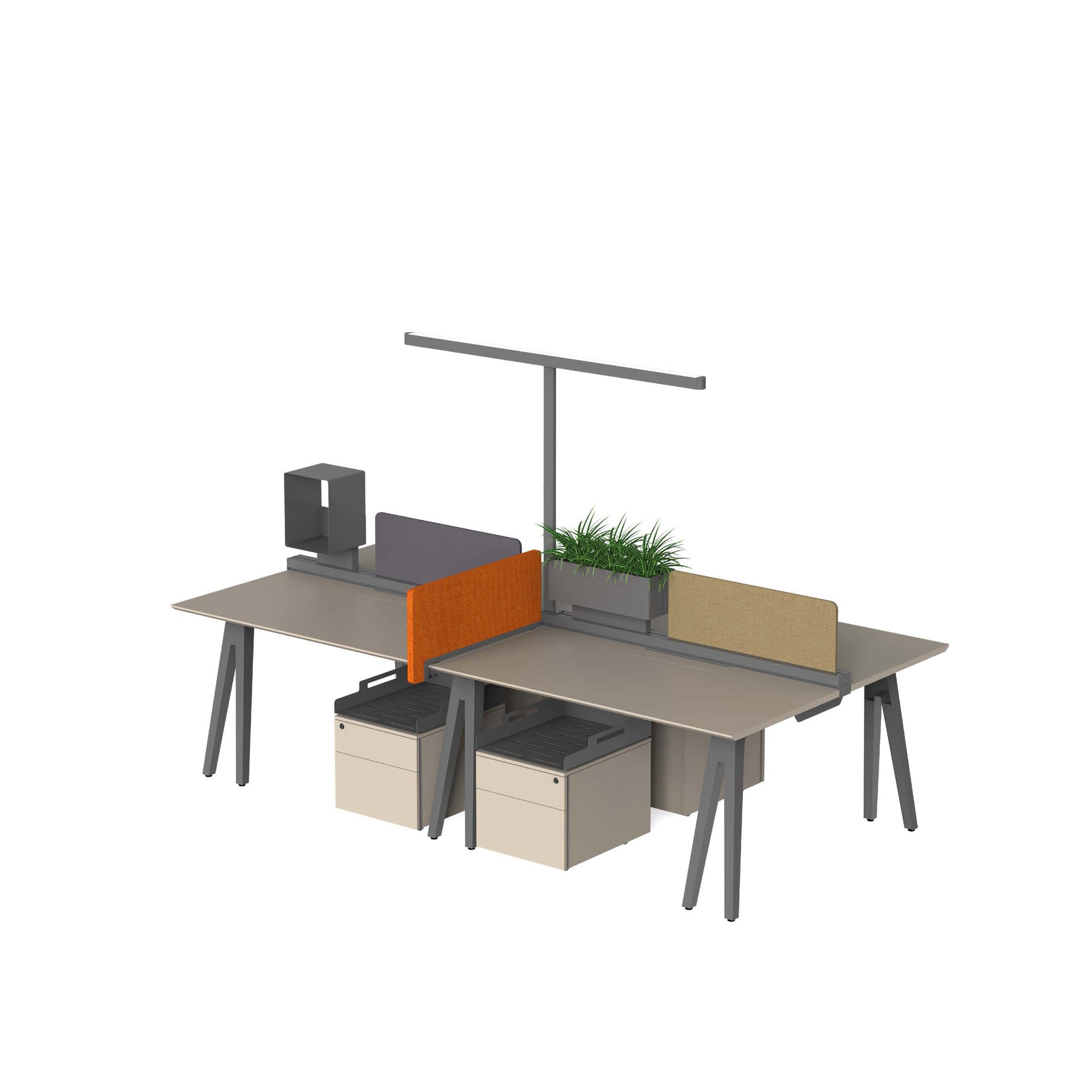 VIPO 4 SEATS Workstation 300*140*75 cm 4-SEATER/VIPO-714F -  Office Desks - ebarza Furniture UAE | Shop Modern Furniture in Abu Dhabi & Dubai - مفروشات ايبازرا في الامارات | تسوق اثاث عصري وديكورات مميزة في دبي وابوظبي