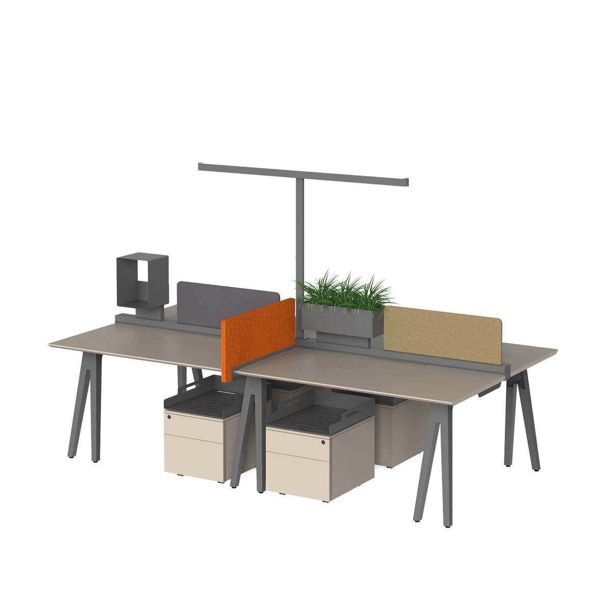VIPO 4 SEATS Workstation 300*140*75 cm 4-SEATER/VIPO-714F | ebarza