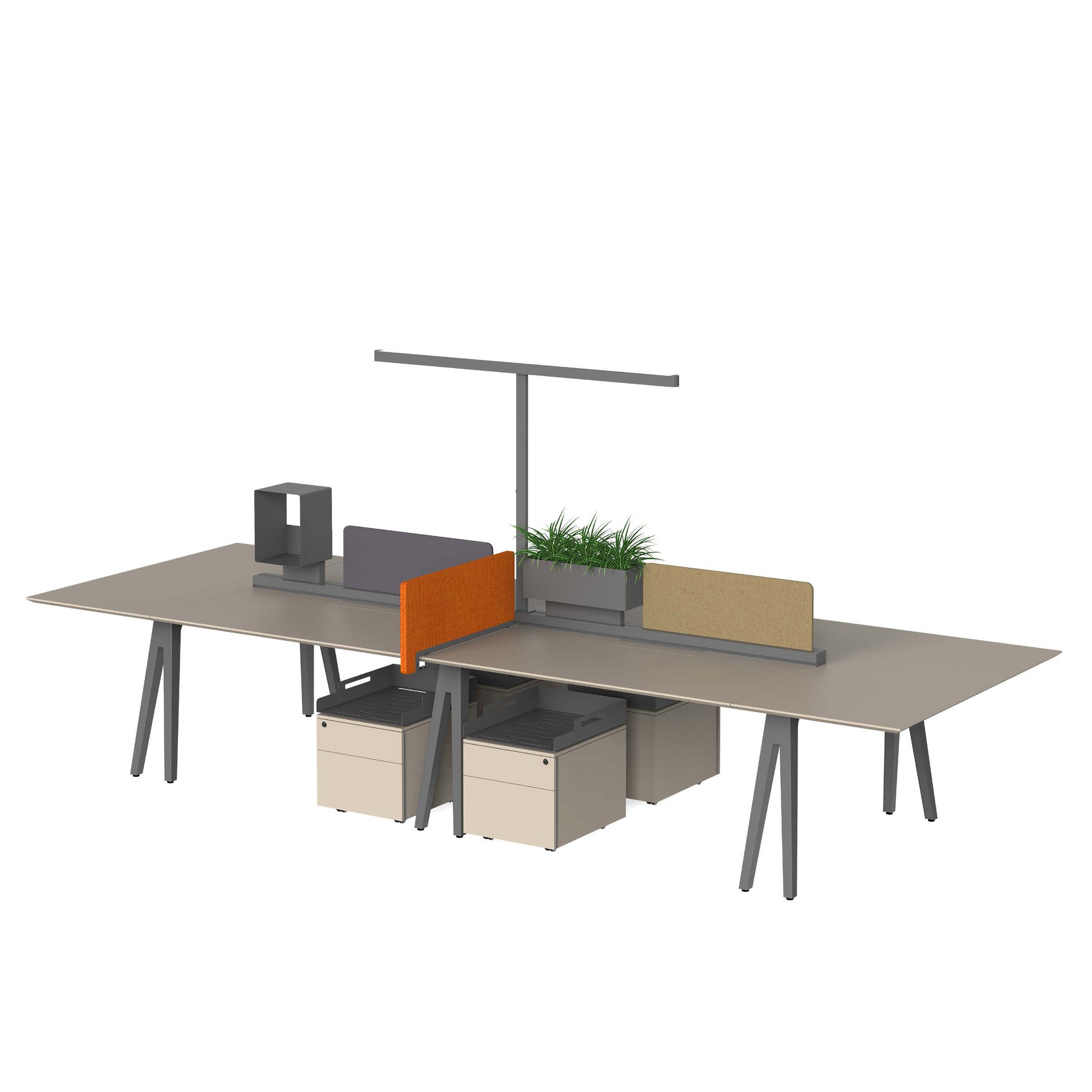 VIPO 6 SEATS Workstation 420*140*75 6-SEATER/VIPO-714S -  Office Desks - ebarza Furniture UAE | Shop Modern Furniture in Abu Dhabi & Dubai - مفروشات ايبازرا في الامارات | تسوق اثاث عصري وديكورات مميزة في دبي وابوظبي