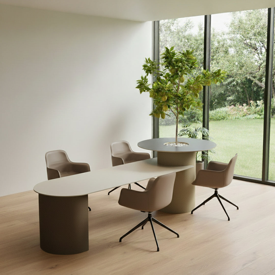 Virdis Meeting Table T+B3200 by BEACON WZDDG, modern office console with sleek design for meetings and collaborative work.