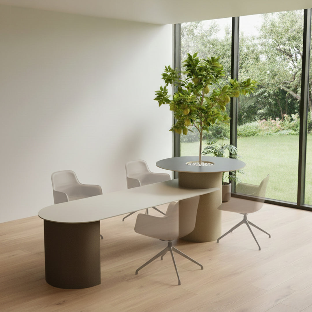 Virdis Meeting Table T+B3200 by BEACON WZDDG, modern office console with sleek surface and sturdy design.