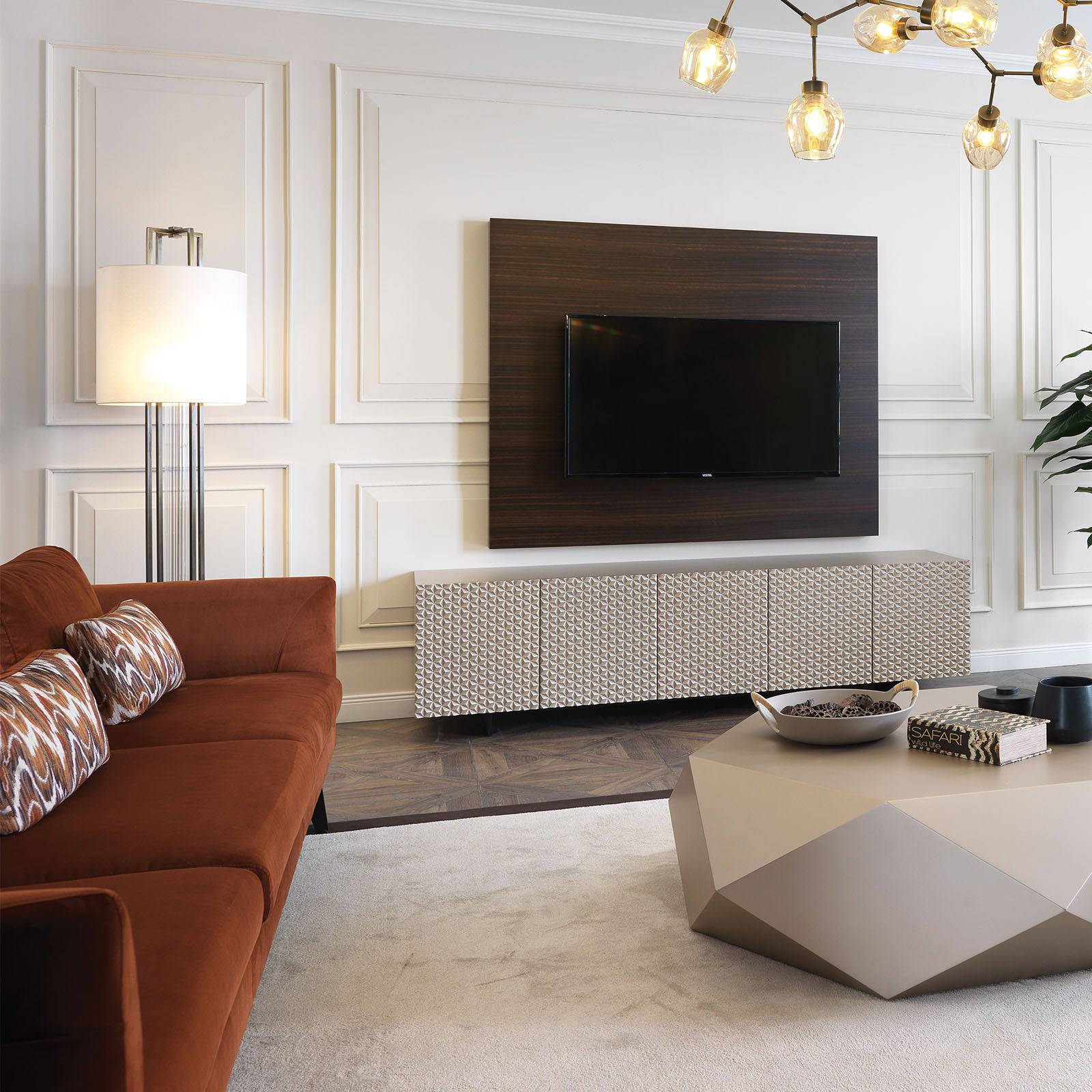 YOL LIVING Vittoria Lounge Chair and Valeria Armchair with sleek design and plush upholstery in a modern living room setting.