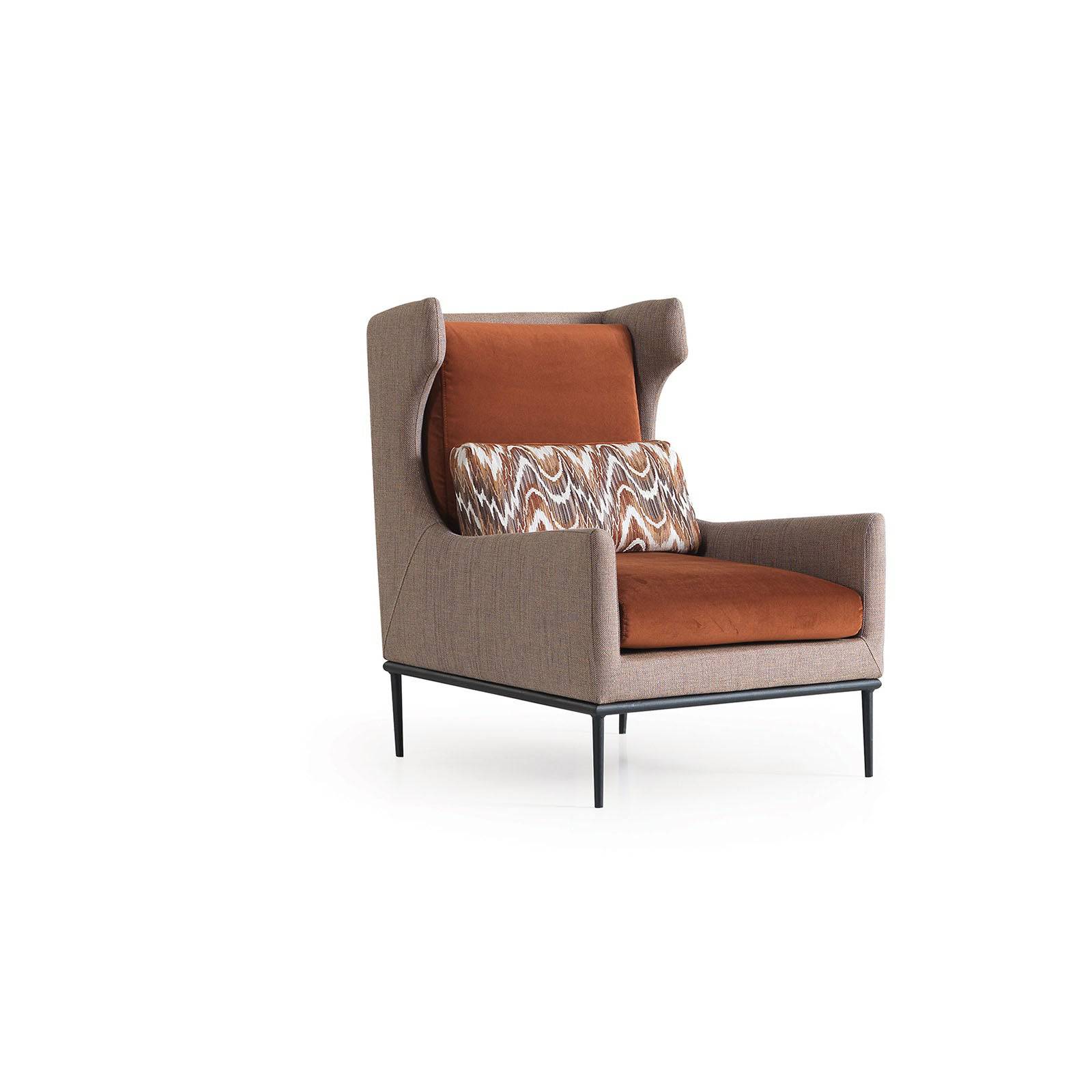 YOL LIVING Vittoria Lounge Chair and Valeria armchair with plush upholstery and modern design in neutral tones.