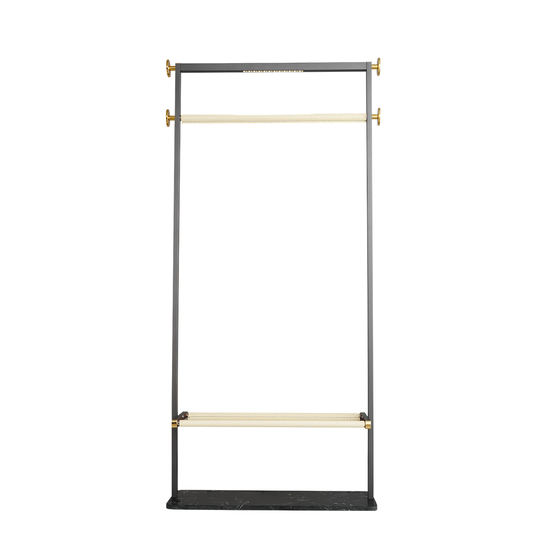 BEACON Vogue clothing rack with LED light, featuring multiple hangers for organized garment display.