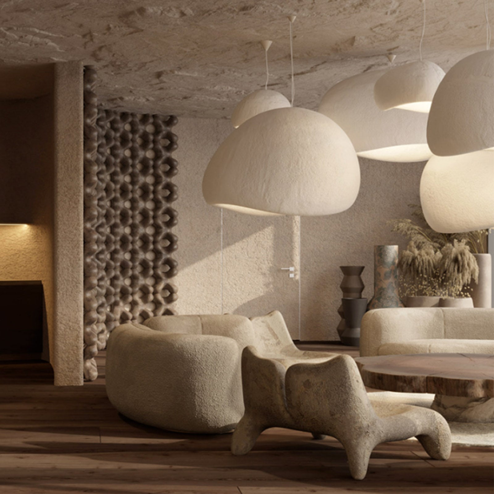 Wabi Sabi Beige 4m Pendant Light HTD-IP1433-063 / D100*H60 -  Pendant Lamps - ebarza Furniture UAE | Shop Modern Furniture in Abu Dhabi & Dubai - مفروشات ايبازرا في الامارات | تسوق اثاث عصري وديكورات مميزة في دبي وابوظبي