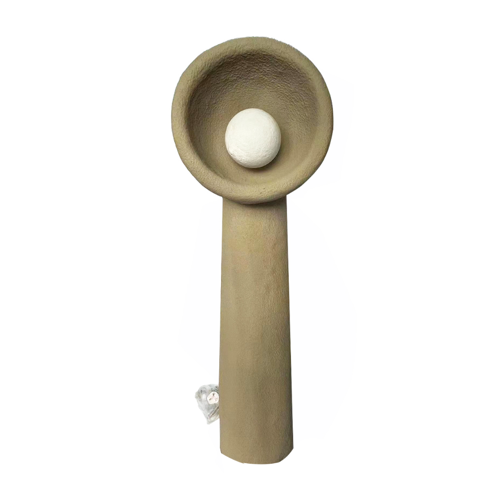 Wabi Sabi brown floor lamp by BEACON featuring a sleek, modern design with a wooden finish and tall standing height.