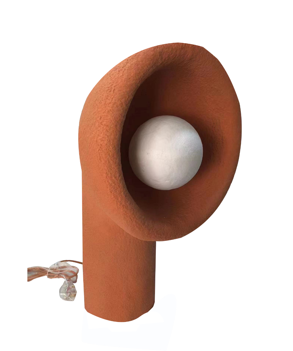 Wabi Sabi clay table lamp by BEACON with D30 H60 design, featuring a textured earthy finish, ideal for desks or tables.
