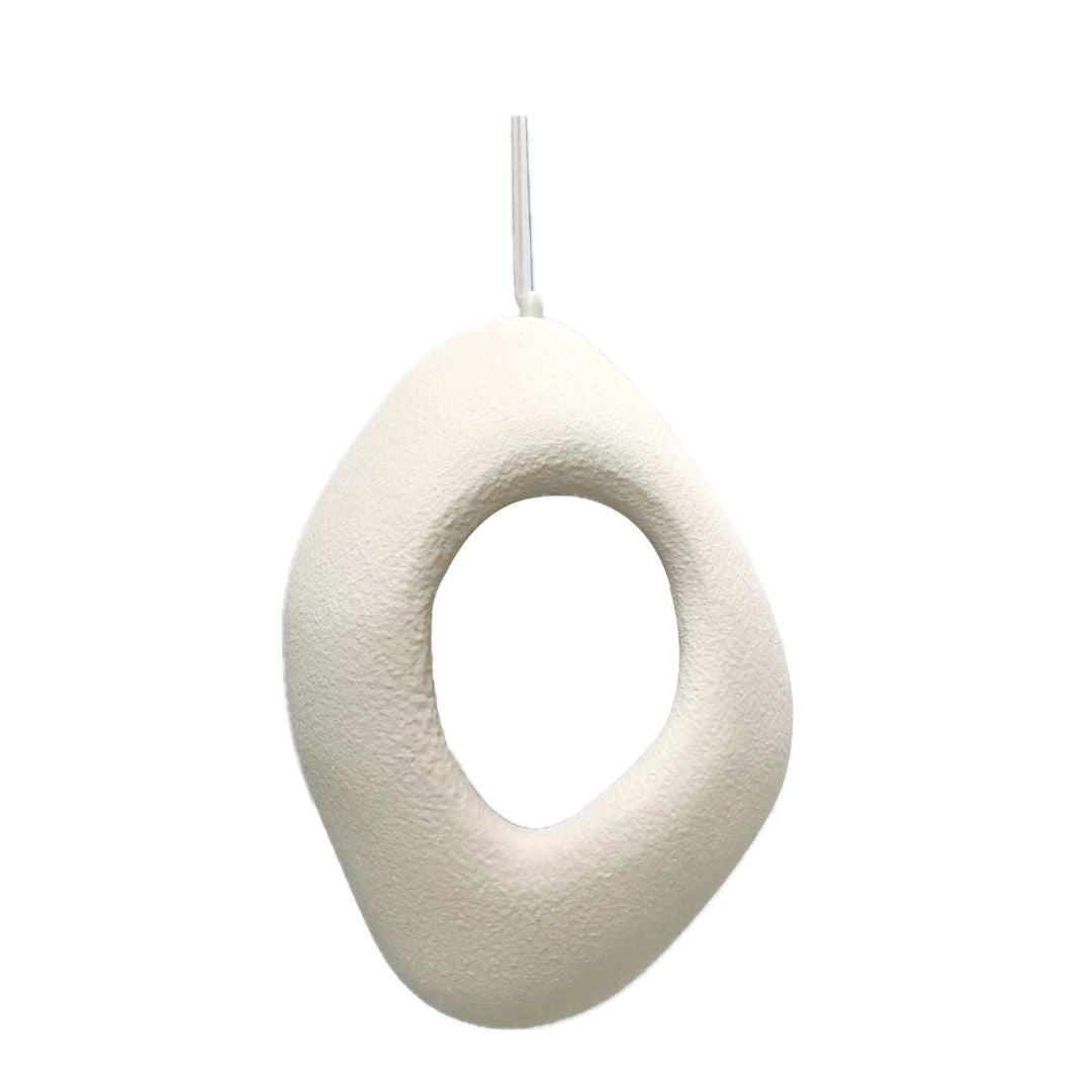 Beige Wabi Sabi resin pendant light by BEACON, HTD-IP1386012, D28cm x H39cm, showcasing organic, textured design.