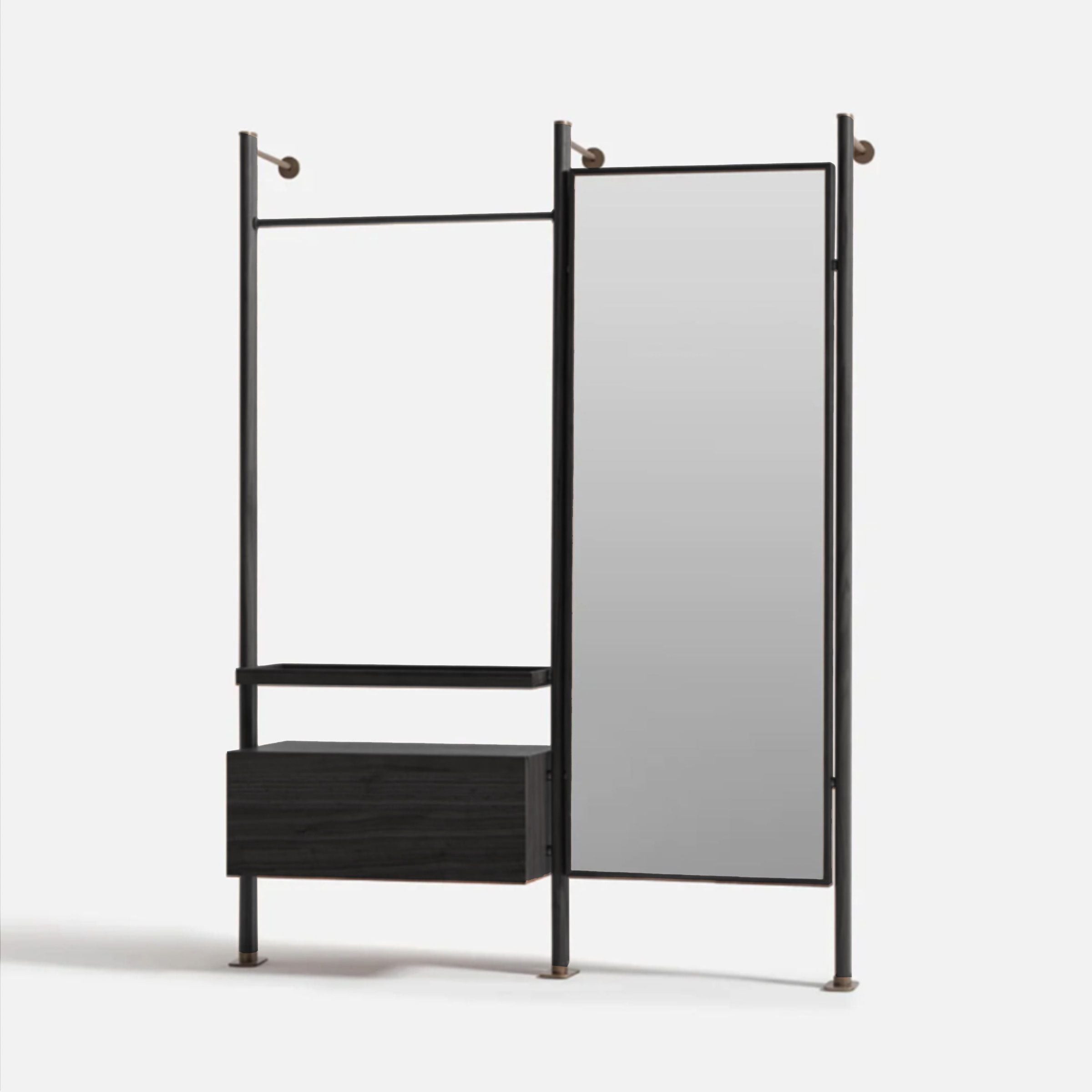 Black Wagon Stand Mirror Module by ORIX, showcasing a sleek, rectangular mirror with a black frame for vehicle side mirror replacement.