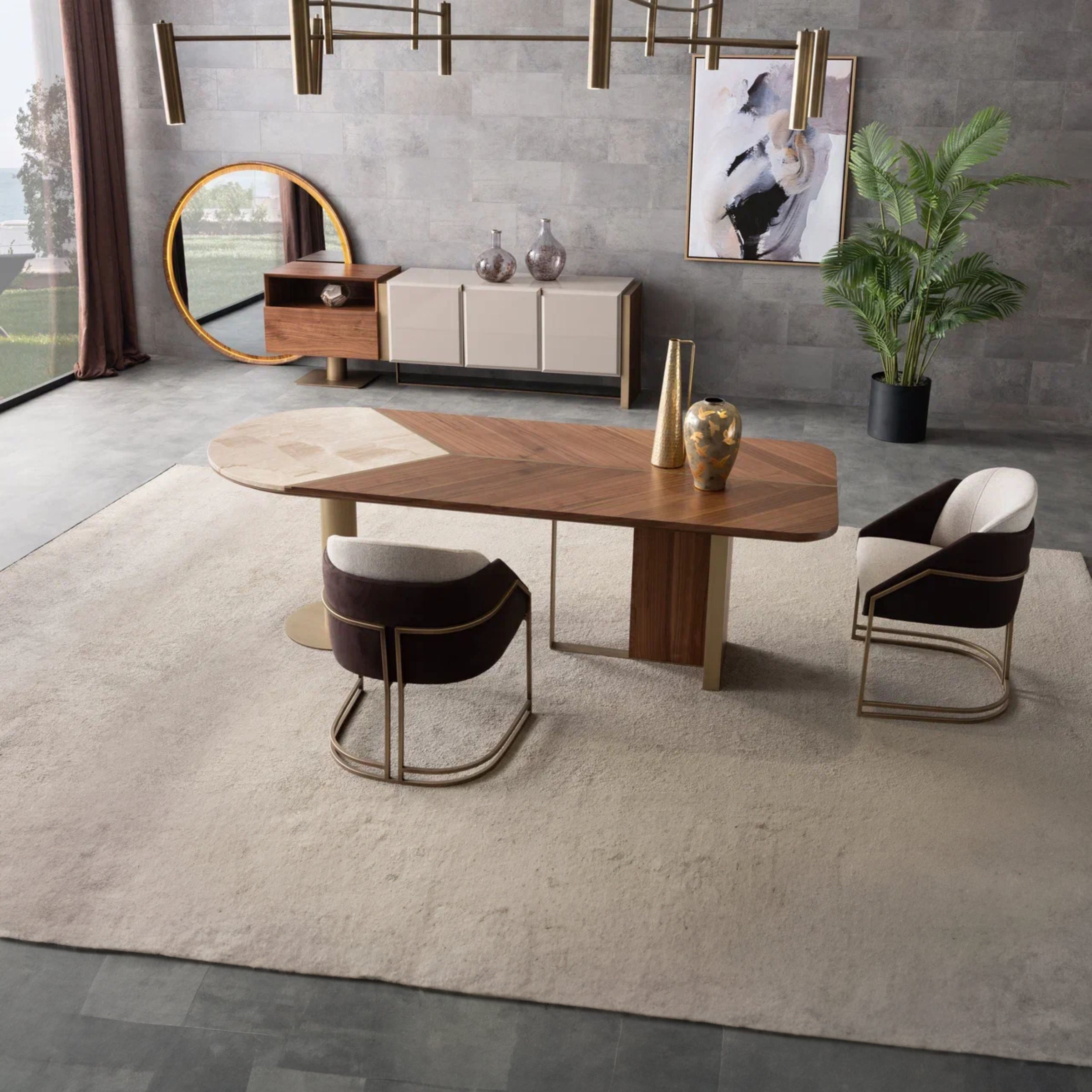 Walnut Wagon console mirror by ORIX, featuring a sleek rectangular wooden frame and reflective glass surface.