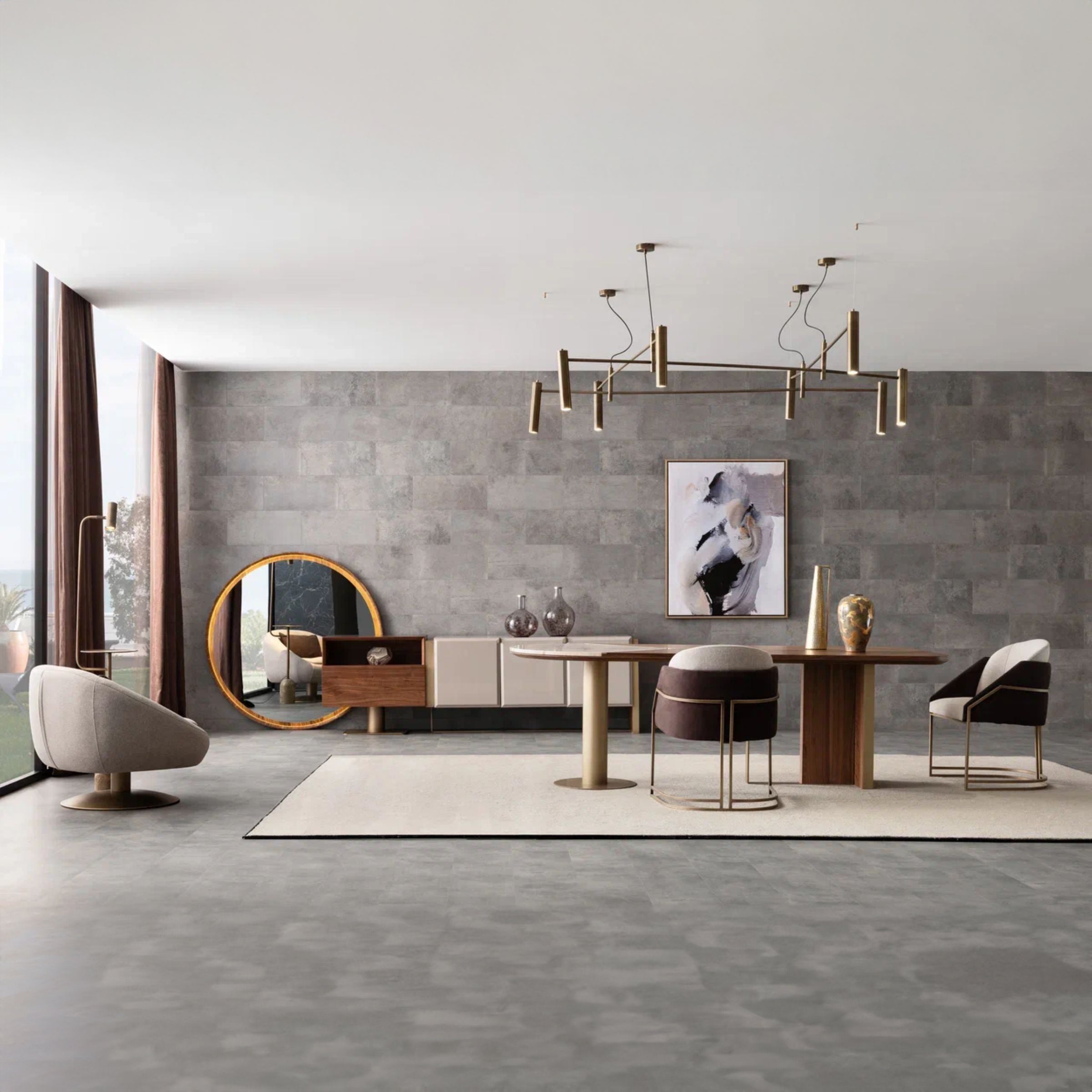 Walnut console mirror by ORIX, wall-mounted wooden mirror with a sleek rectangular frame, ideal for entryways or living rooms.