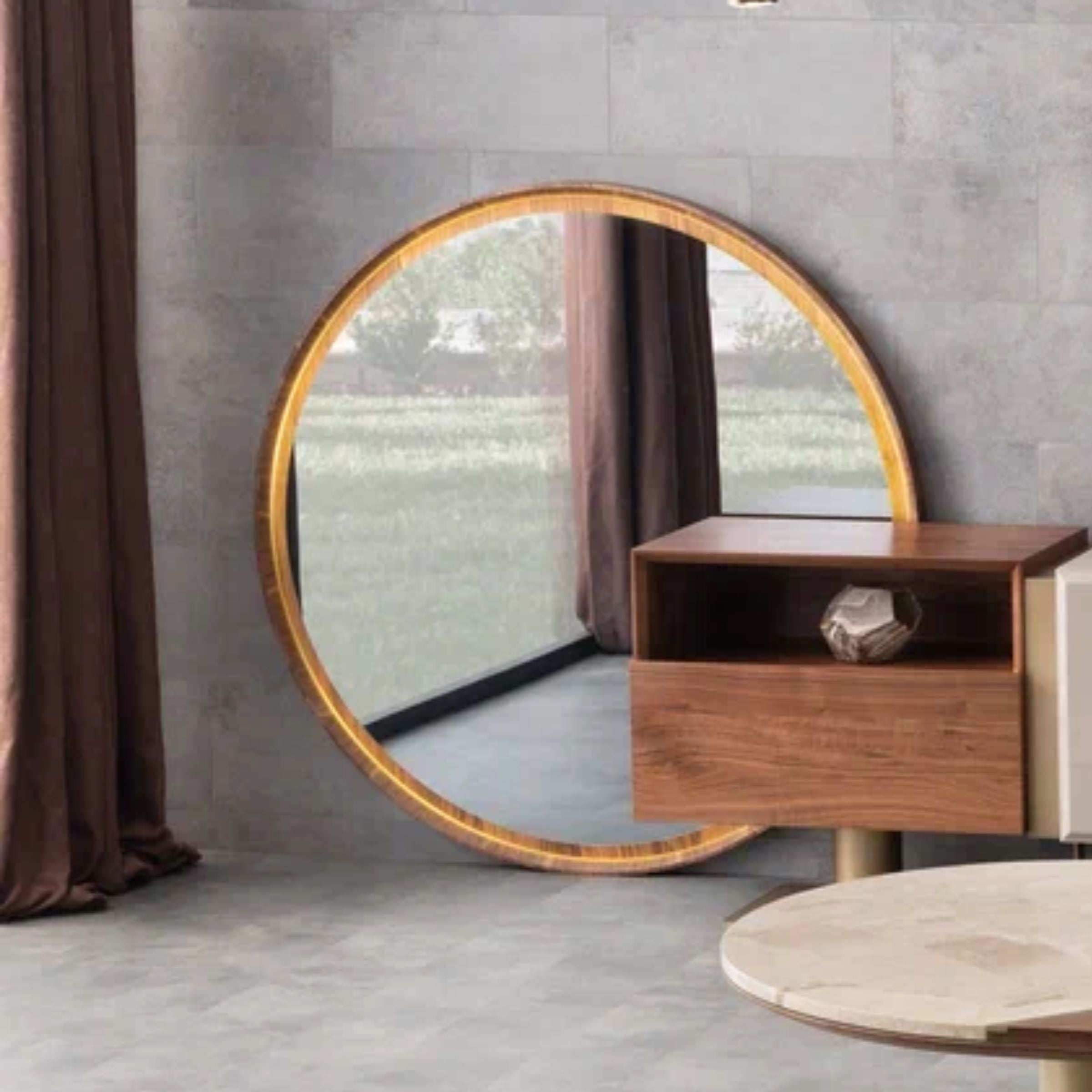 Wagon Walnut CONSOLE MIRROR WN-Mirror-Walnut -  Mirrors - ebarza Furniture UAE | Shop Modern Furniture in Abu Dhabi & Dubai - مفروشات ايبازرا في الامارات | تسوق اثاث عصري وديكورات مميزة في دبي وابوظبي