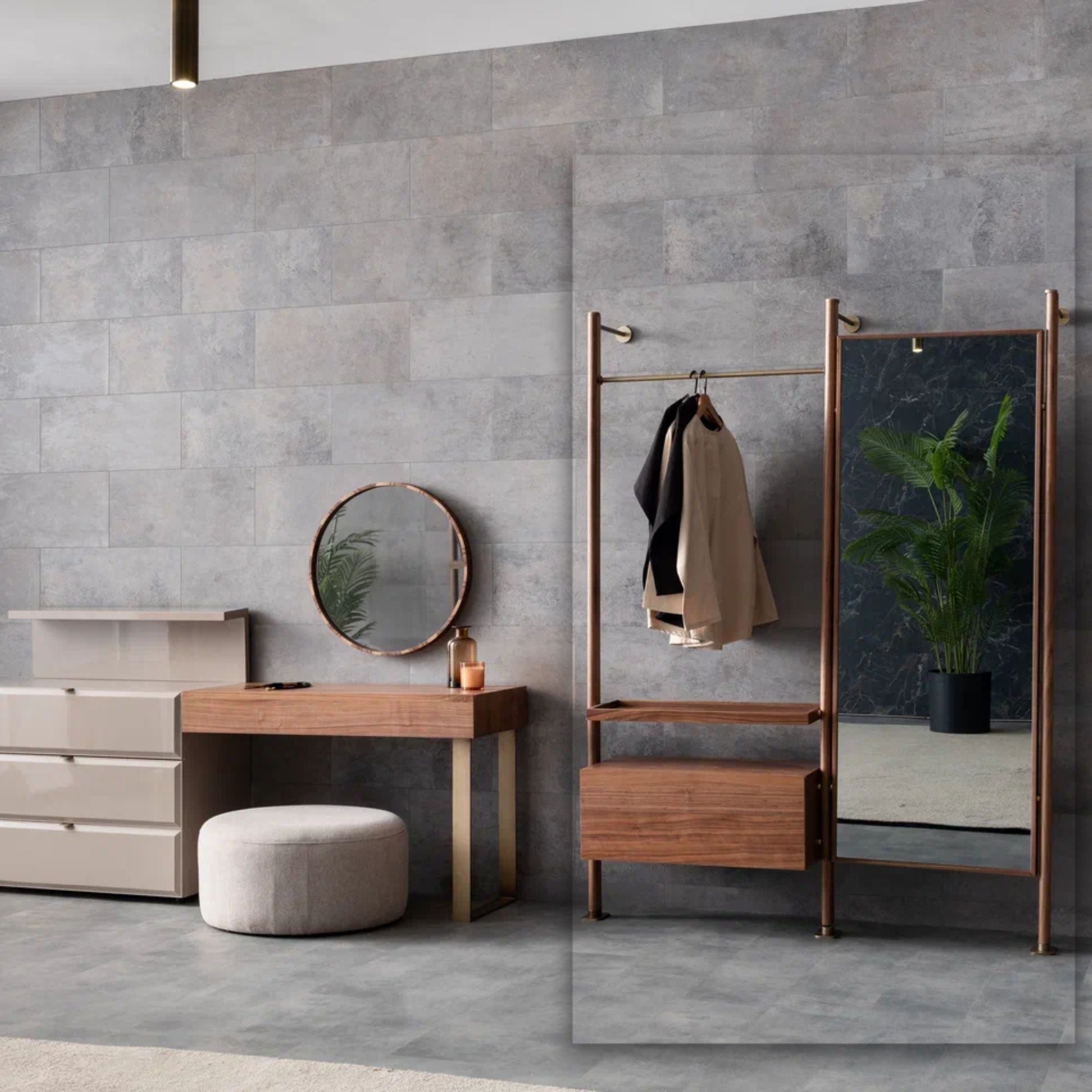 Wagon Walnut STAND MIRROR MODULE-Walnut -  Mirrors - ebarza Furniture UAE | Shop Modern Furniture in Abu Dhabi & Dubai - مفروشات ايبازرا في الامارات | تسوق اثاث عصري وديكورات مميزة في دبي وابوظبي