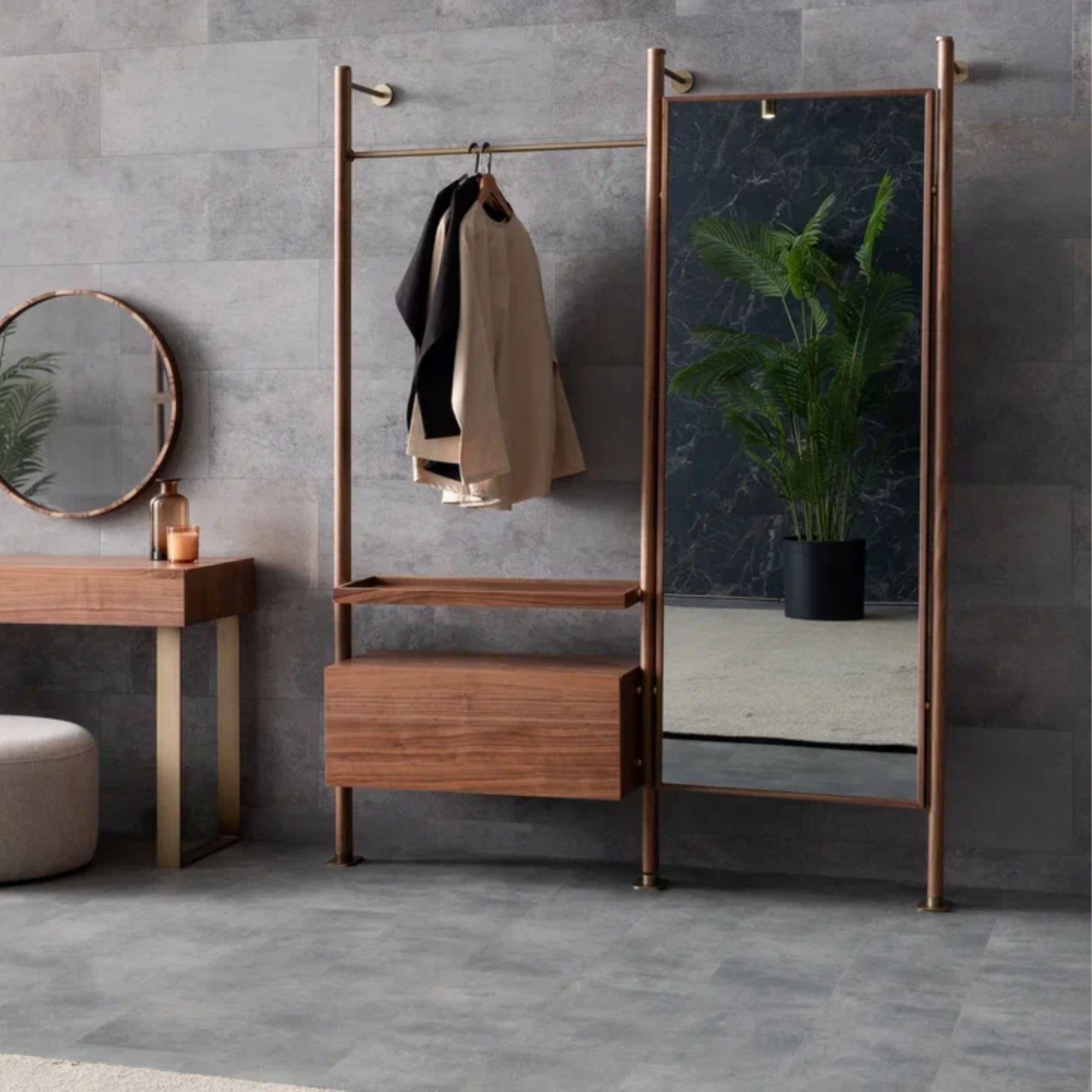 Wagon Walnut STAND MIRROR MODULE-Walnut -  Mirrors - ebarza Furniture UAE | Shop Modern Furniture in Abu Dhabi & Dubai - مفروشات ايبازرا في الامارات | تسوق اثاث عصري وديكورات مميزة في دبي وابوظبي