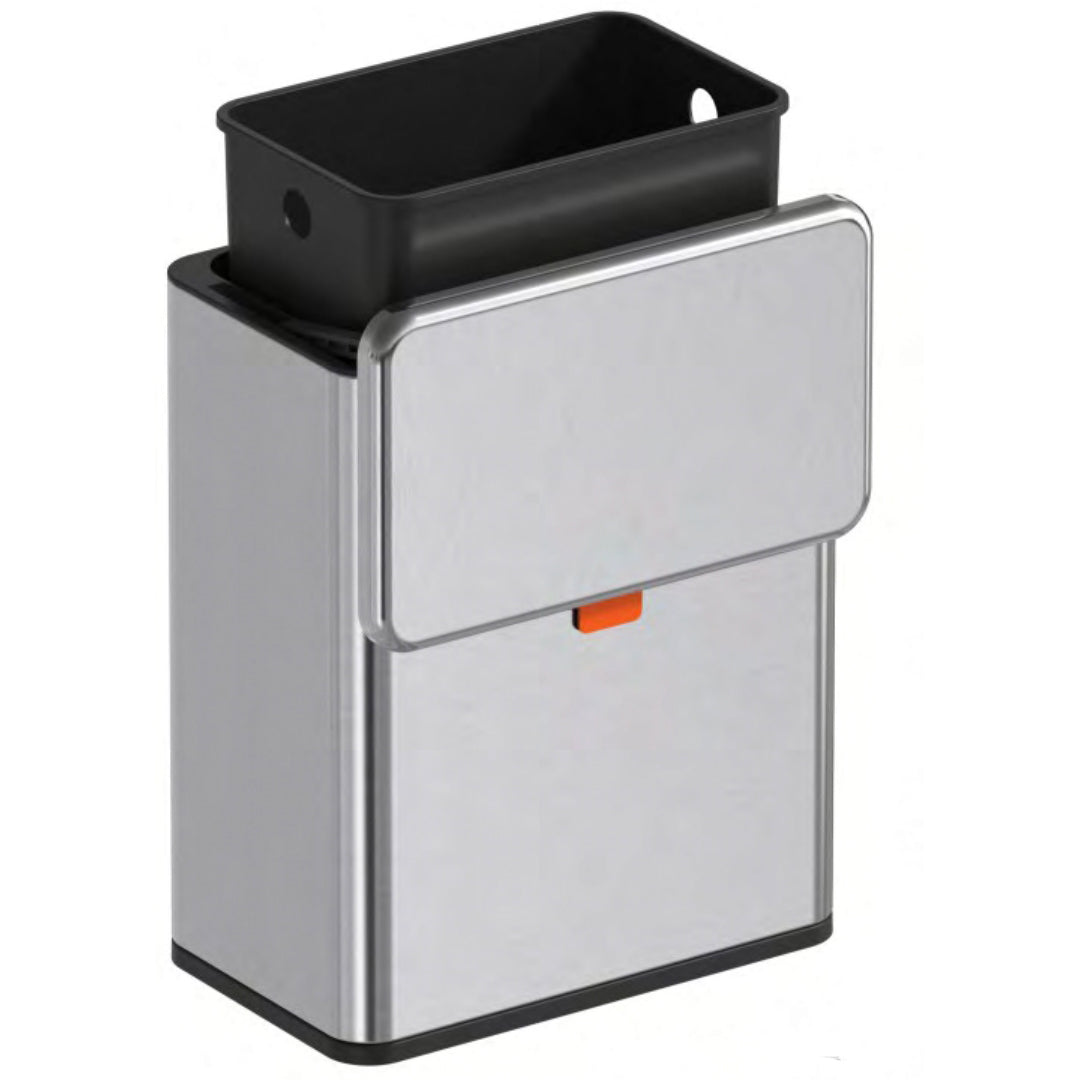 Wall-mounted BEACON trash bin JH-6601, compact metal waste container with lid, ideal for kitchen or office use.