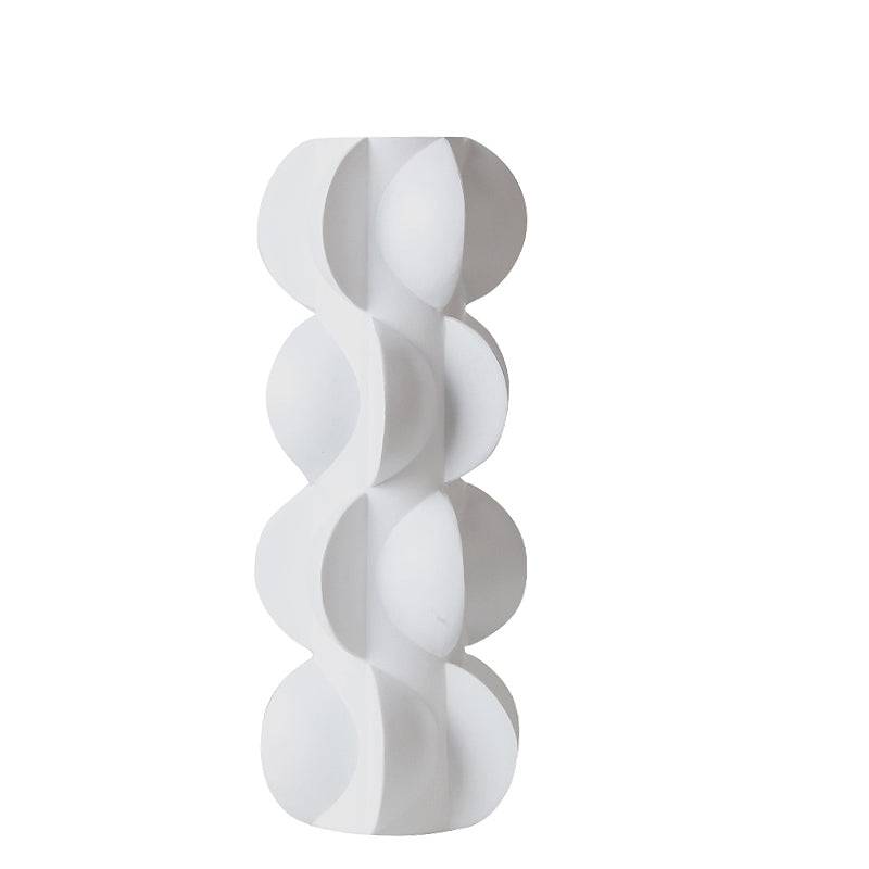 White Circle Resin Vase Fa-Sz2018B -  Vases | سيراميك إناء من الراتنج دائري أبيض - ebarza Furniture UAE | Shop Modern Furniture in Abu Dhabi & Dubai - مفروشات ايبازرا في الامارات | تسوق اثاث عصري وديكورات مميزة في دبي وابوظبي