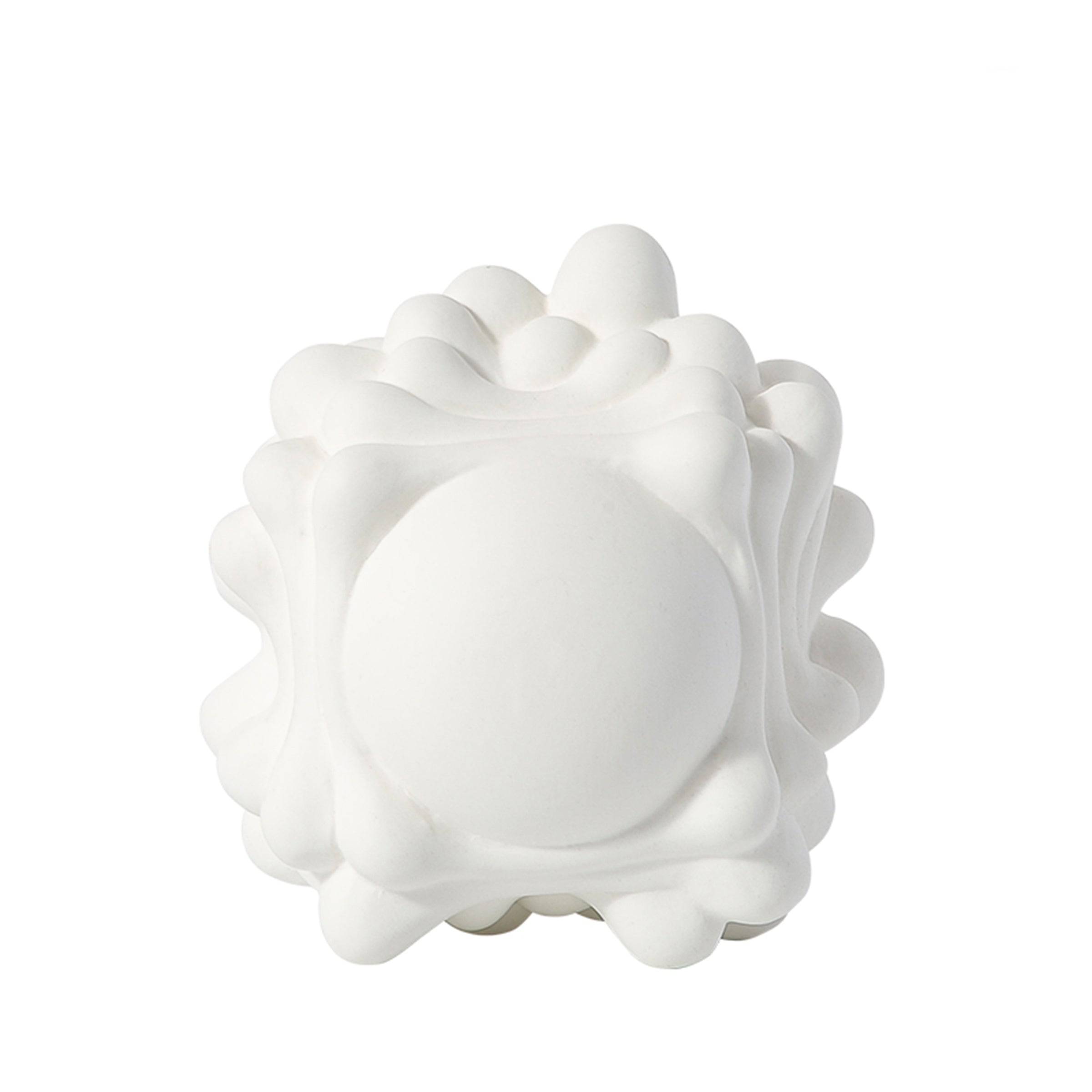 White Corṛugated Ball -A Fa-D21070A -  Home Decor Figurines | ديكور كرة بيضاء مموجة - ebarza Furniture UAE | Shop Modern Furniture in Abu Dhabi & Dubai - مفروشات ايبازرا في الامارات | تسوق اثاث عصري وديكورات مميزة في دبي وابوظبي