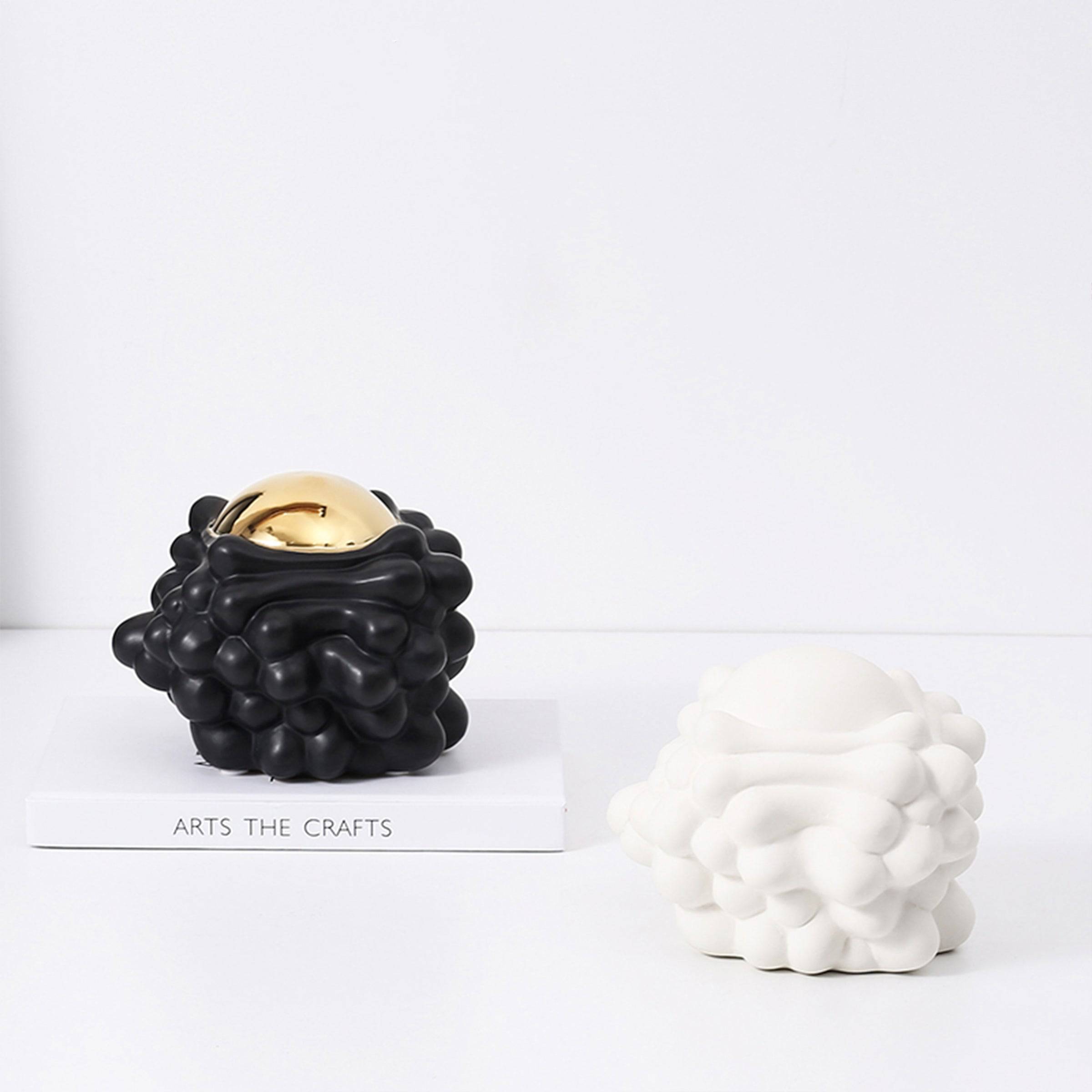 White Corṛugated Ball -A Fa-D21070A -  Home Decor Figurines | ديكور كرة بيضاء مموجة - ebarza Furniture UAE | Shop Modern Furniture in Abu Dhabi & Dubai - مفروشات ايبازرا في الامارات | تسوق اثاث عصري وديكورات مميزة في دبي وابوظبي
