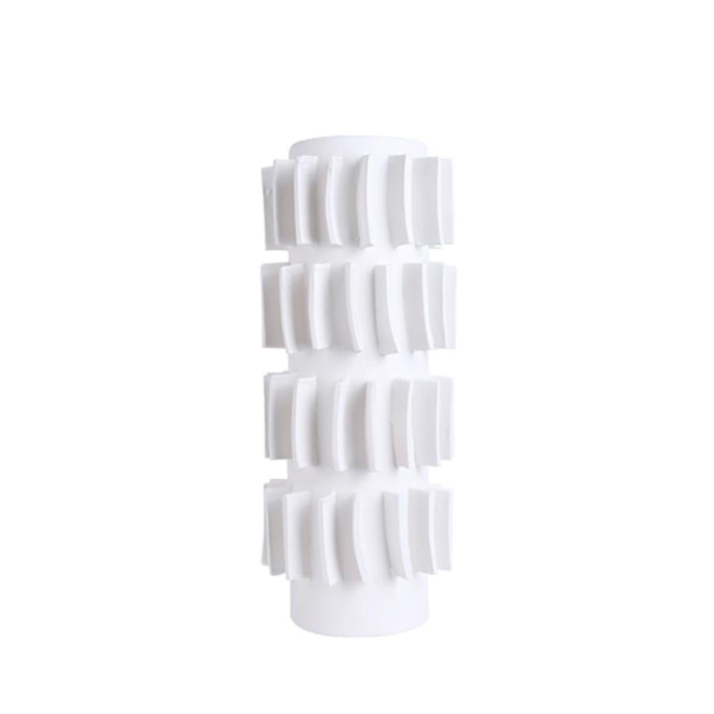 White Dimensional Cylindrical Ceramic Vase - Small Fa-D21042B -  Vases | مزهرية خزفية أسطوانية بيضاء اللون - ebarza Furniture UAE | Shop Modern Furniture in Abu Dhabi & Dubai - مفروشات ايبازرا في الامارات | تسوق اثاث عصري وديكورات مميزة في دبي وابوظبي