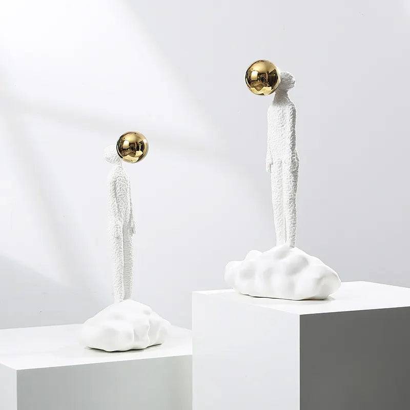 White & Gold Resin Figurative Sculpture - Large Fc-Sz2181A -  Home Decor Figurines | نحت تصويري من الراتنج الأبيض والذهبي - كبير - ebarza Furniture UAE | Shop Modern Furniture in Abu Dhabi & Dubai - مفروشات ايبازرا في الامارات | تسوق اثاث عصري وديكورات مميزة في دبي وابوظبي