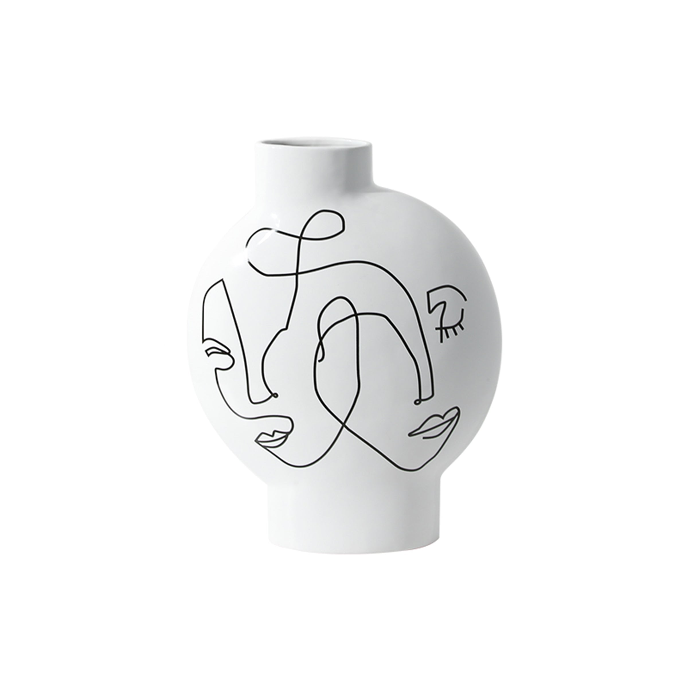 White Hand Painted Vase-A Fa-D21102A -  Vases | مزهرية بيضاء مرسومة باليد - ebarza Furniture UAE | Shop Modern Furniture in Abu Dhabi & Dubai - مفروشات ايبازرا في الامارات | تسوق اثاث عصري وديكورات مميزة في دبي وابوظبي
