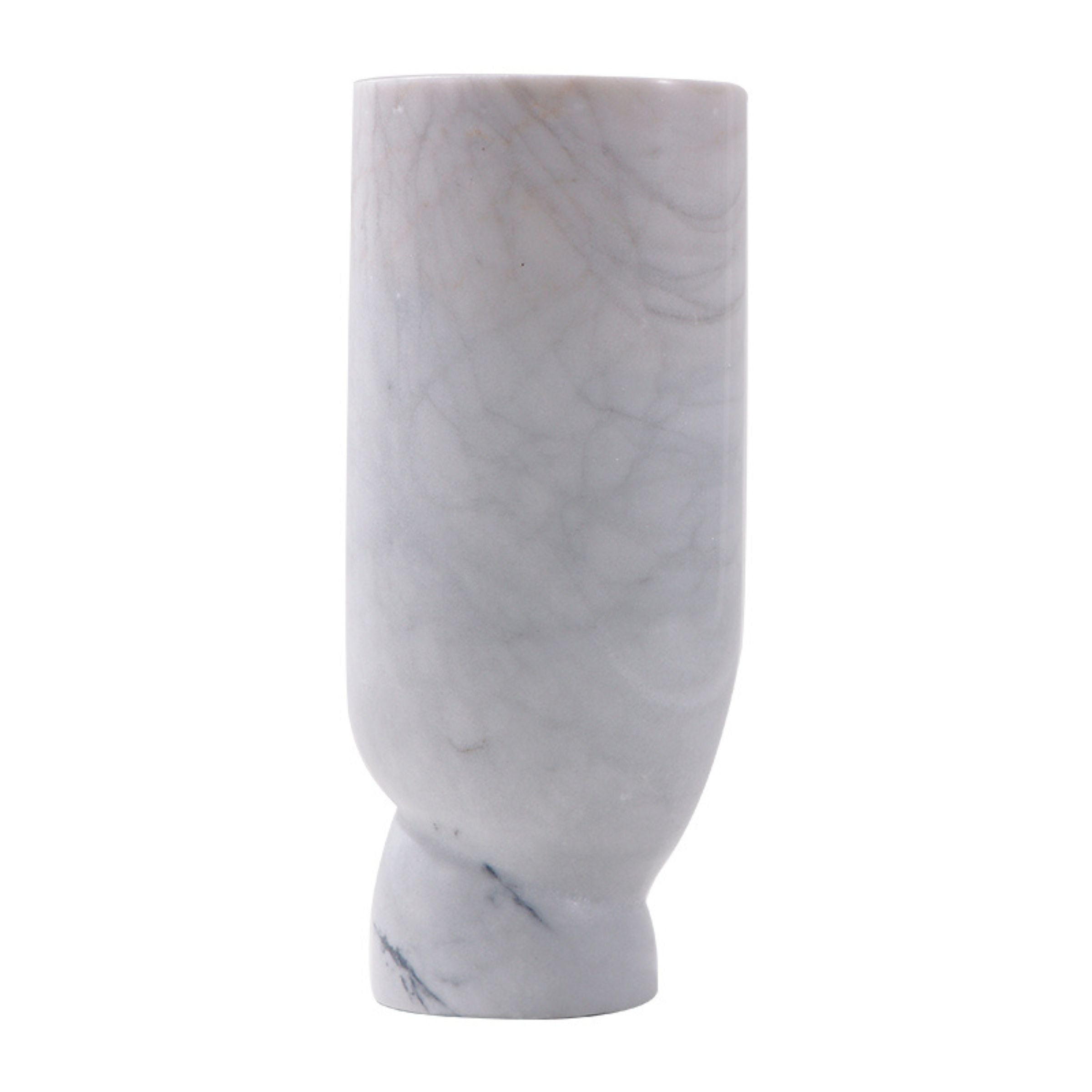 White marble vase from BEACON F1373, featuring a sleek, modern design with a smooth finish and elegant shape.