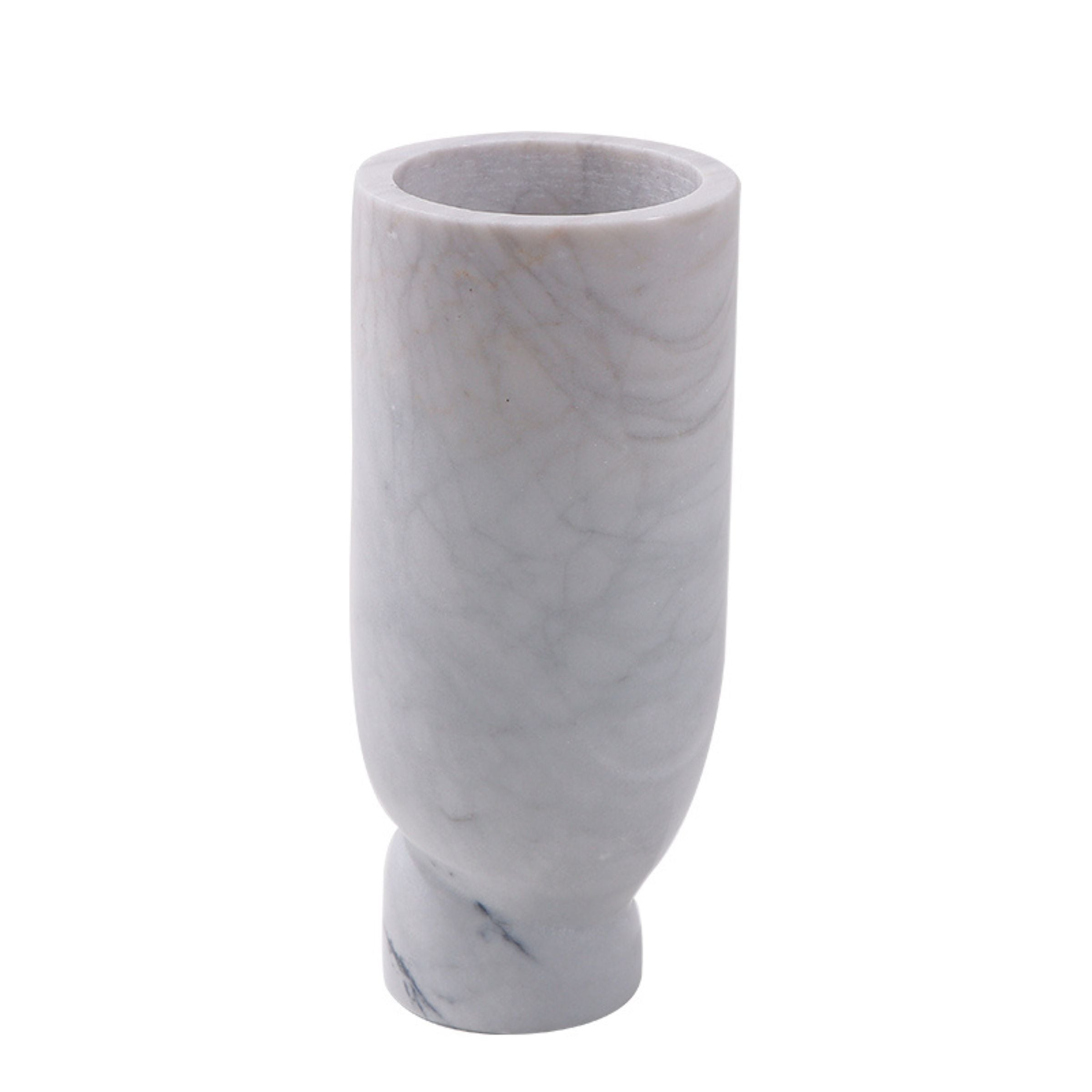 White marble vase by Beacon F1373, elegant cylindrical design with smooth finish, perfect for decorative home accents.