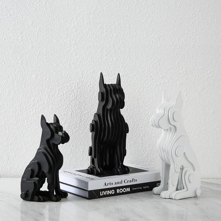 White Resin Abstract Dog Sculpture Fc-Sz2133A -  Home Decor Figurines | تمثال كلب تجريدي من الراتنج الأبيض - صغير - ebarza Furniture UAE | Shop Modern Furniture in Abu Dhabi & Dubai - مفروشات ايبازرا في الامارات | تسوق اثاث عصري وديكورات مميزة في دبي وابوظبي