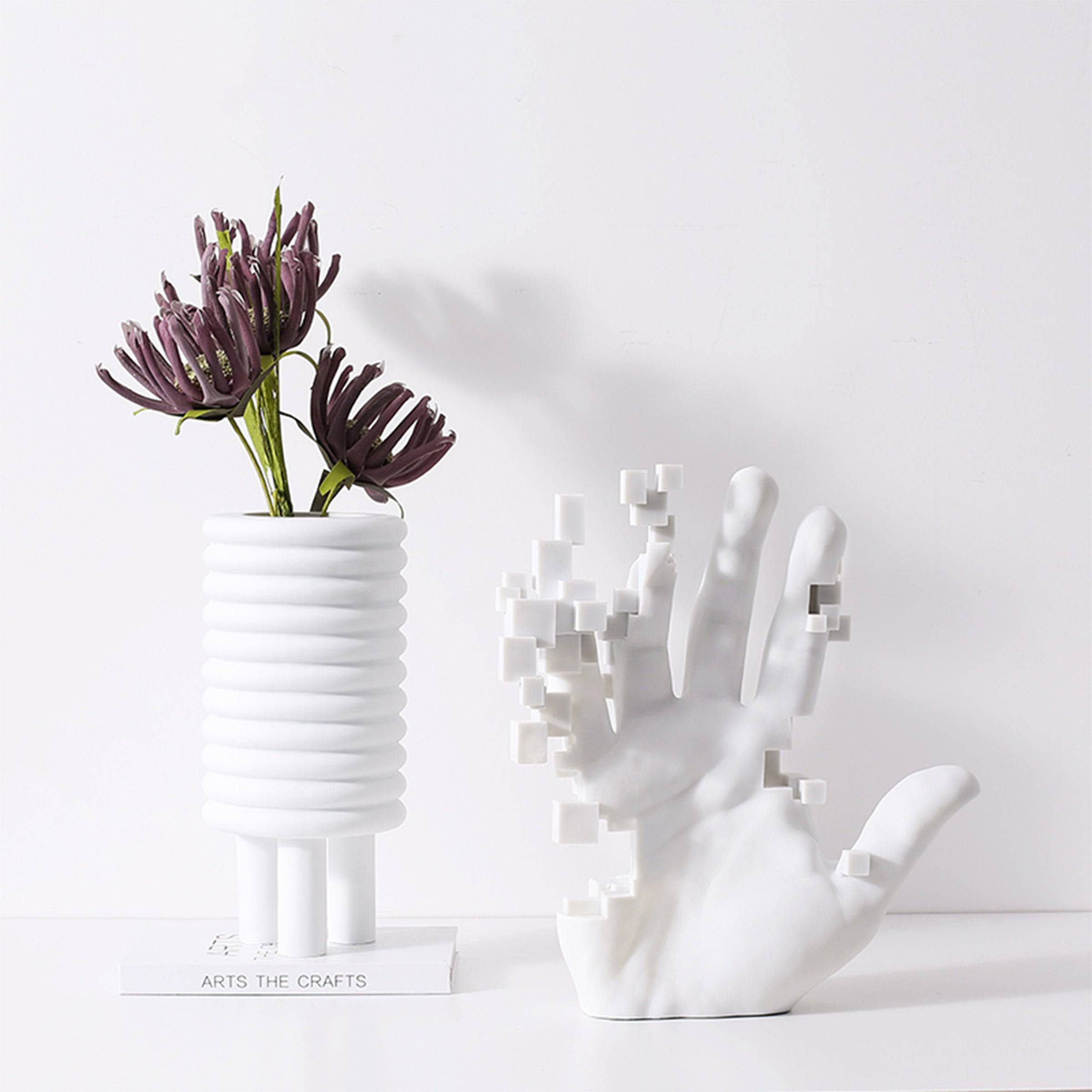 White Resin Hand Sculpture - Large Fc-Sz21117A -  Home Decor Figurines - ebarza Furniture UAE | Shop Modern Furniture in Abu Dhabi & Dubai - مفروشات ايبازرا في الامارات | تسوق اثاث عصري وديكورات مميزة في دبي وابوظبي
