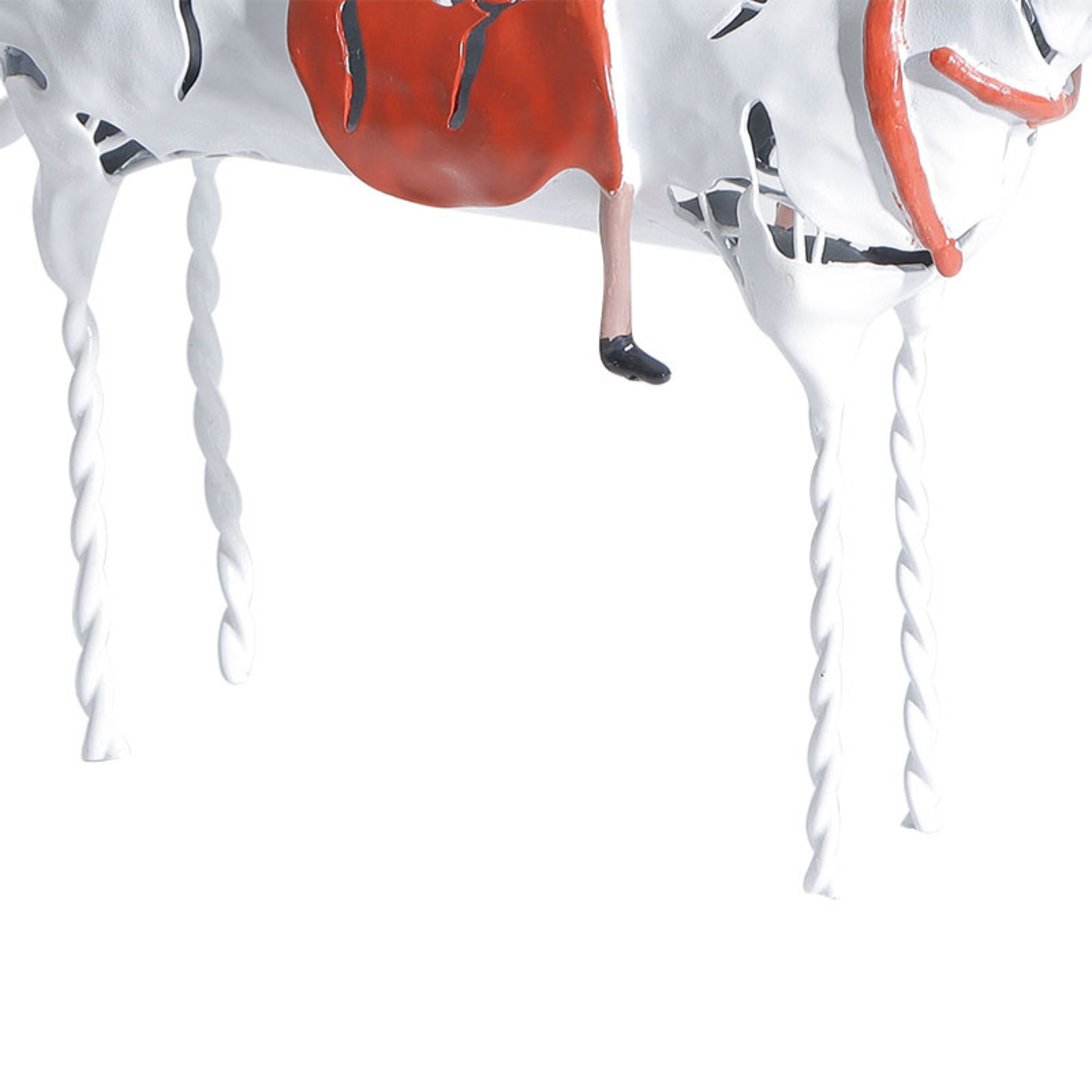White resin figurine of a sleeping girl on a horse, decorative home decor sculpture by Beacon, model L1849L.