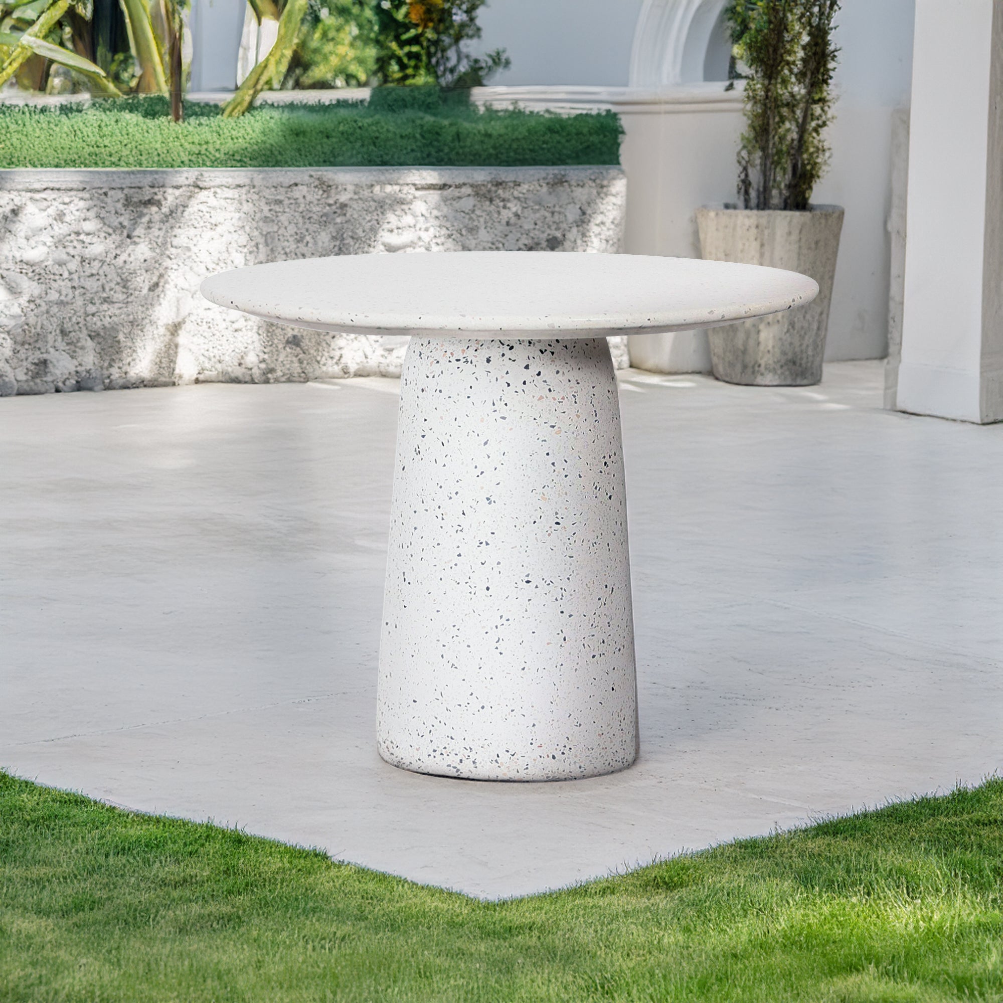 White TERRAZZO Dinning Table BP4911 -  Dining Tables - ebarza Furniture UAE | Shop Modern Furniture in Abu Dhabi & Dubai - مفروشات ايبازرا في الامارات | تسوق اثاث عصري وديكورات مميزة في دبي وابوظبي