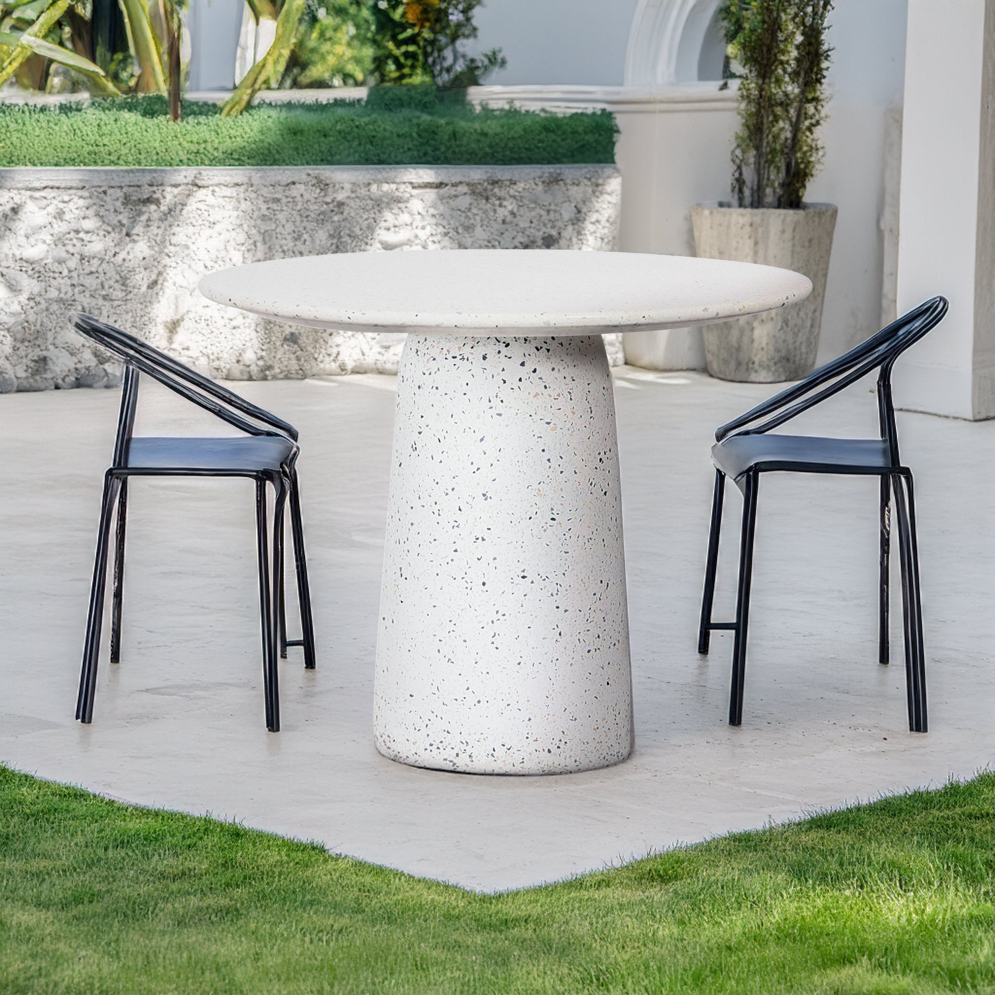 White TERRAZZO Dinning Table BP4911 -  Dining Tables - ebarza Furniture UAE | Shop Modern Furniture in Abu Dhabi & Dubai - مفروشات ايبازرا في الامارات | تسوق اثاث عصري وديكورات مميزة في دبي وابوظبي