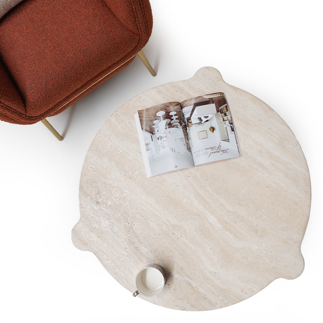 White Travertine Coffee Table DJ1058 -  Coffee Tables - ebarza Furniture UAE | Shop Modern Furniture in Abu Dhabi & Dubai - مفروشات ايبازرا في الامارات | تسوق اثاث عصري وديكورات مميزة في دبي وابوظبي