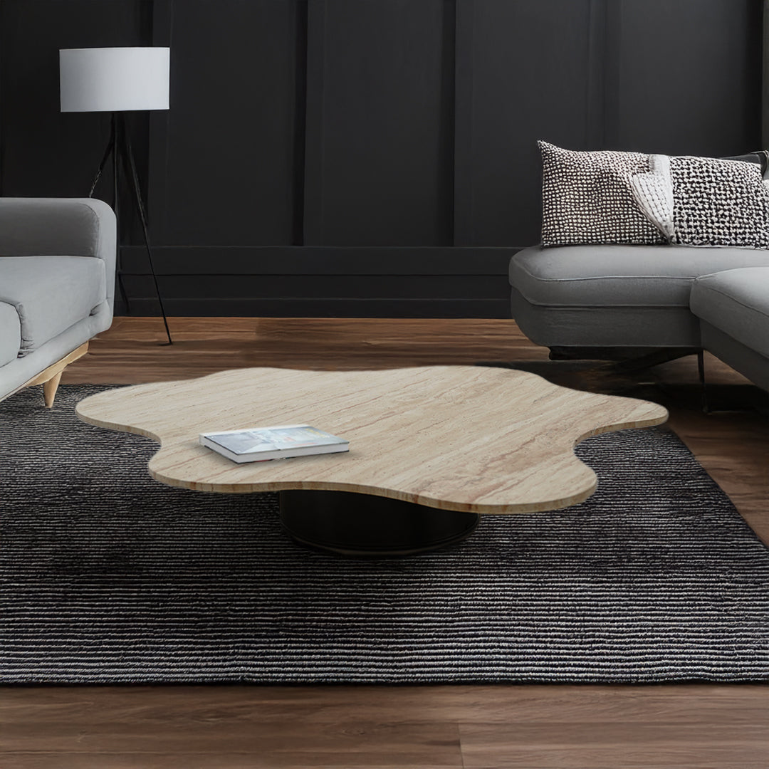 White BEACON Travertine Coffee Table ST765 with sleek rectangular design and smooth surface, perfect for modern living rooms.