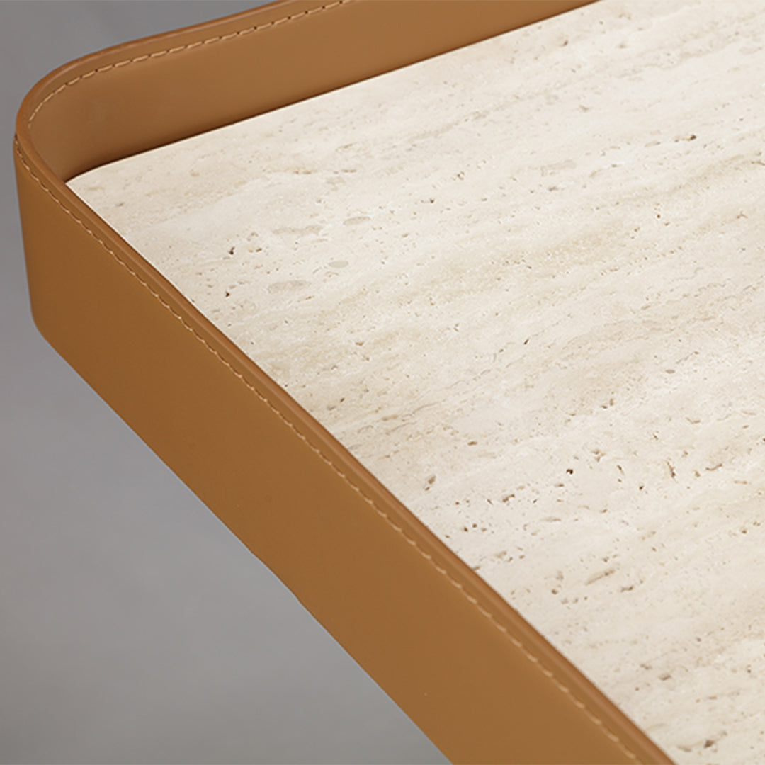 White travertine office desk with drawer from BEACON, 200cm width, modern design for workspace setup.