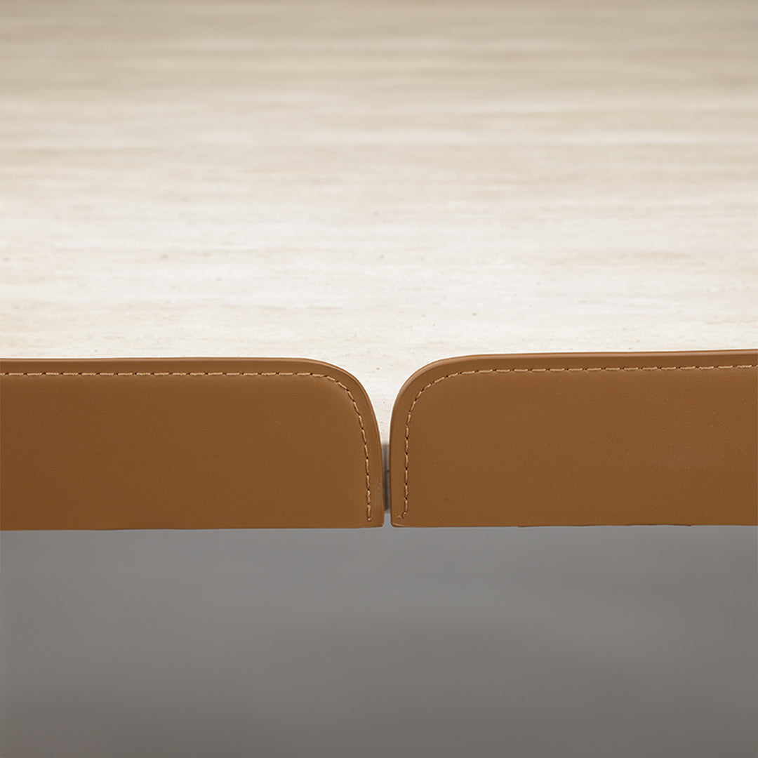 White travertine office desk with drawer, 200cm, by BEACON, featuring a sleek modern design with a spacious work surface.