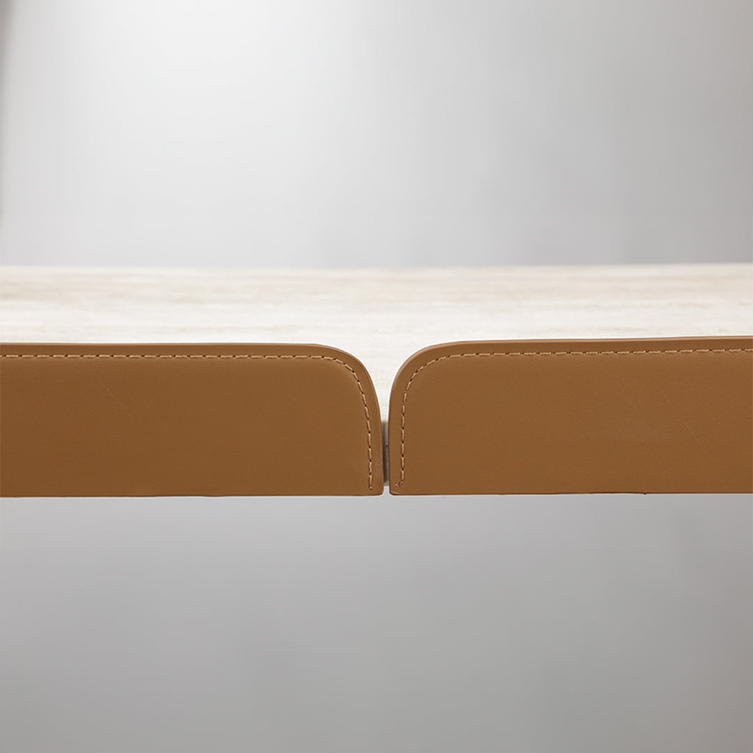 White travertine office desk with drawer from BEACON, 200cm modern desk for workspace with sleek surface and storage drawer.