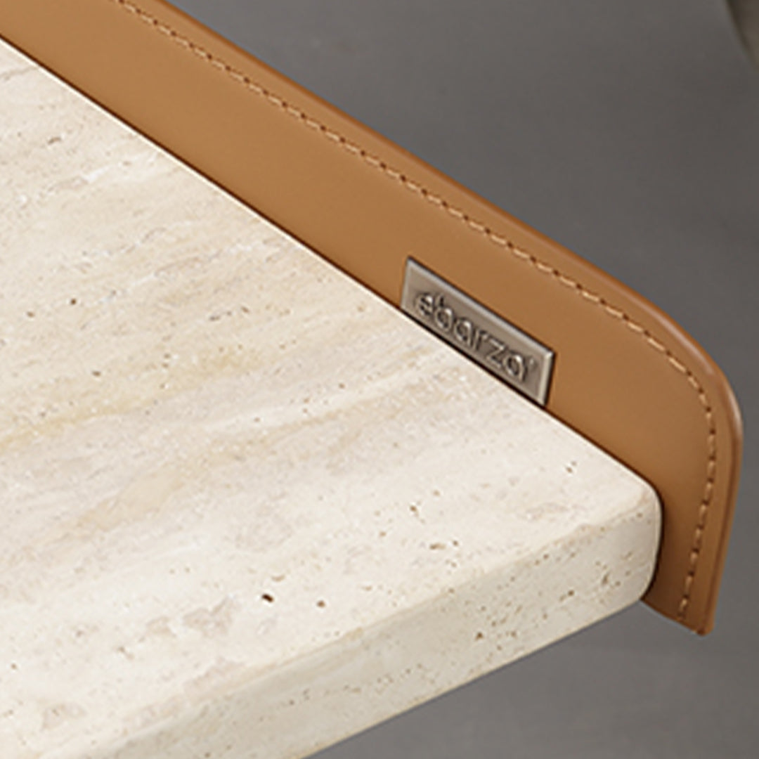 White travertine office desk with drawer, 200cm length, stylish and modern BEACON brand office furniture.