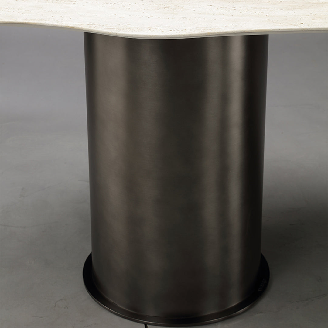 Pre-order 35 Days Delivery White Travertine Office Desk/Dining Table ST534 -  Dining Tables - ebarza Furniture UAE | Shop Modern Furniture in Abu Dhabi & Dubai - مفروشات ايبازرا في الامارات | تسوق اثاث عصري وديكورات مميزة في دبي وابوظبي