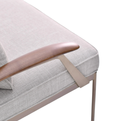 Willow beige BEACON lounge chair with wooden legs and plush cushioning, modern design for living room or lounge area.
