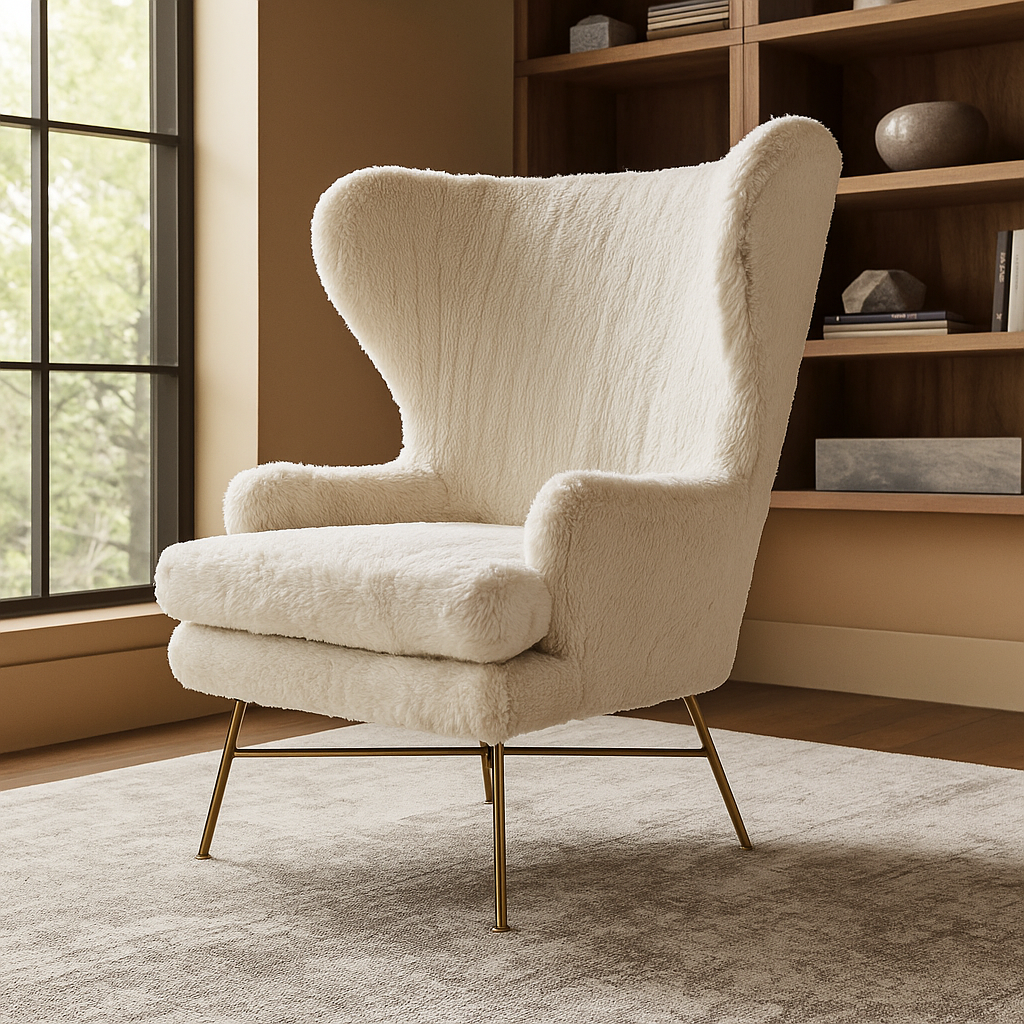 Tan wing-back lounge chair by SAGEBROOK HOME with plush upholstery and classic design, ideal for living room seating.