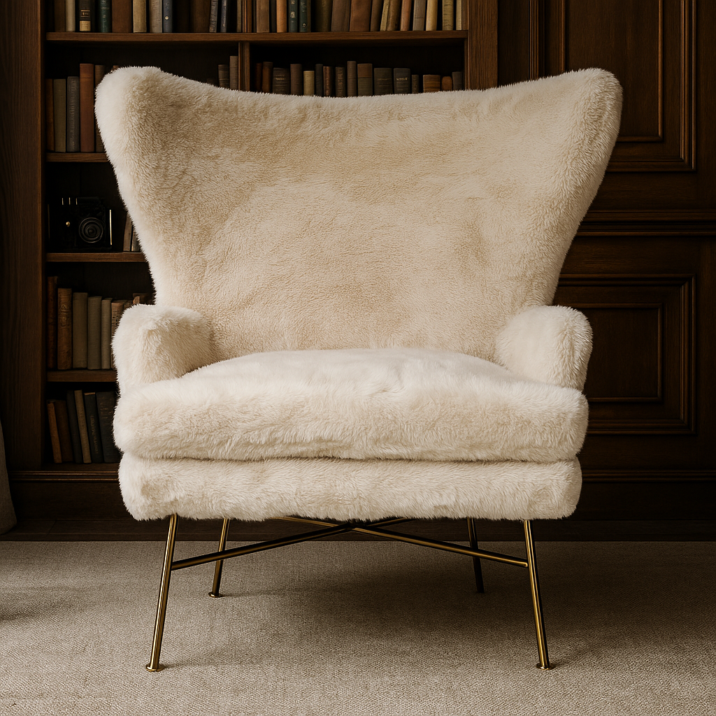 Tan SAGEBROOK HOME wing-back lounge chair with plush upholstery and wooden legs, designed for comfort and style in living rooms.