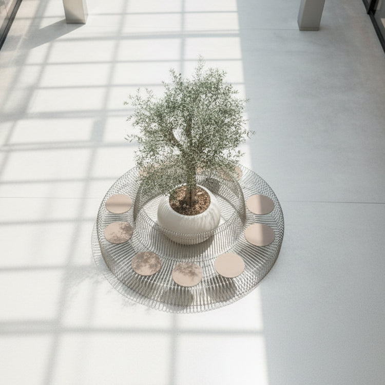 Wire light brown cushion chair by RUDI, modern chair with a metal frame and plush cushion for comfortable seating.