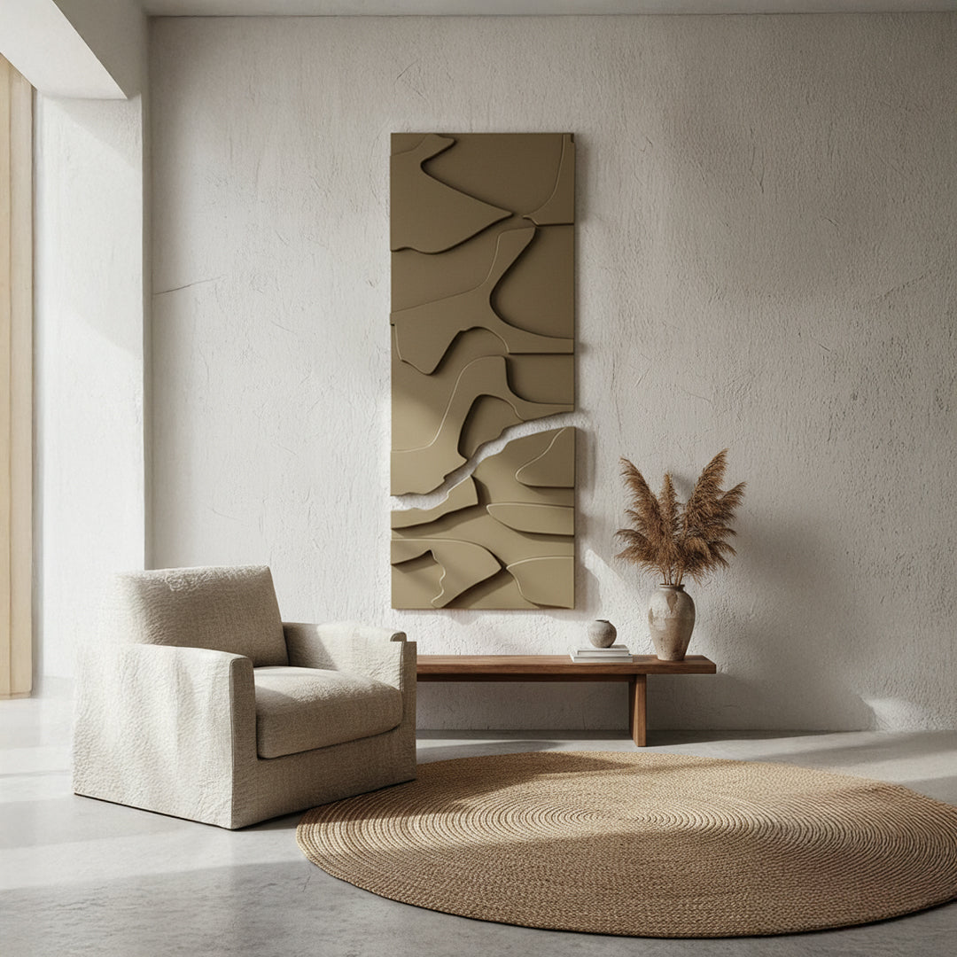 Wood carving sandstone artwork by BEACON, showcasing intricate craftsmanship and natural wood textures in detailed relief.